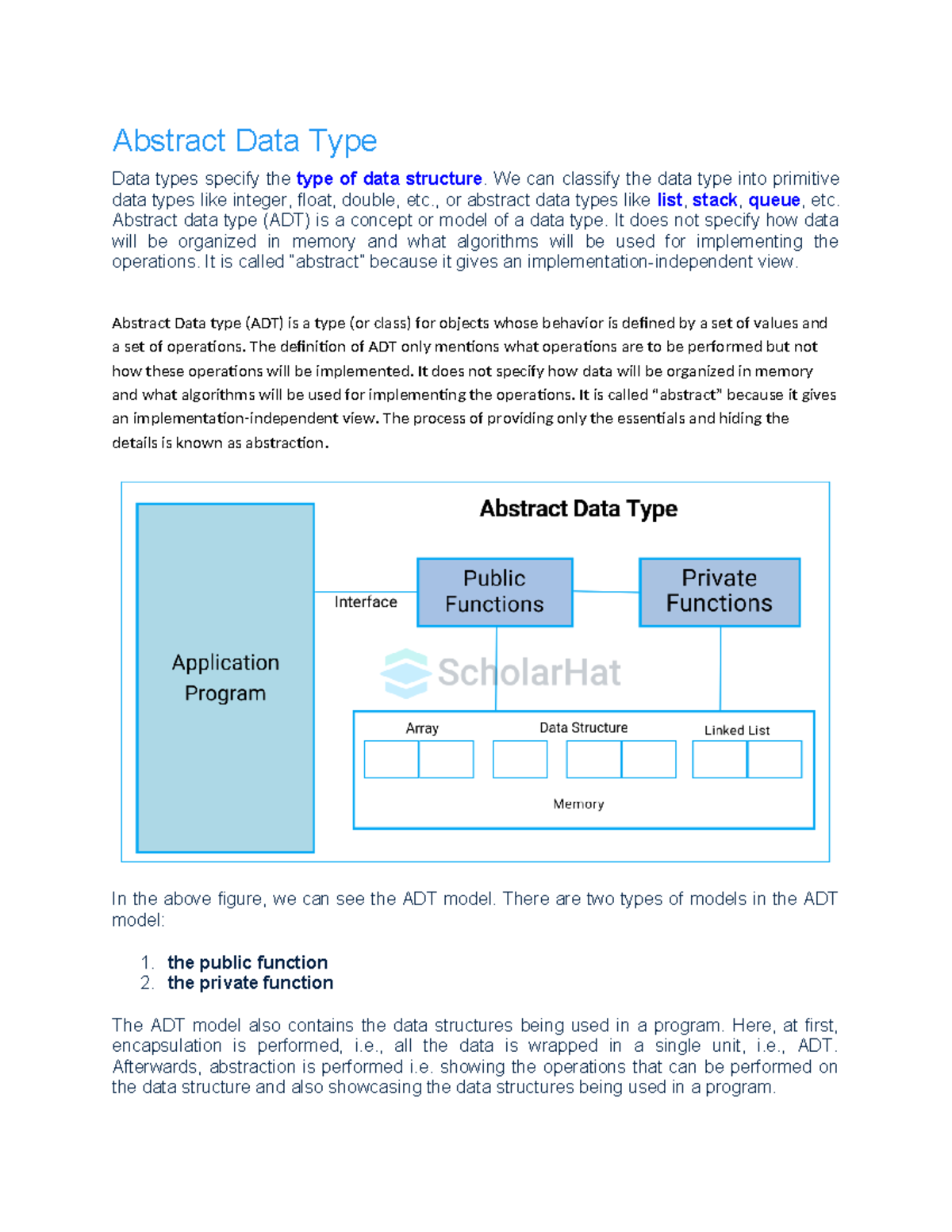 Abstract Data Type - Very useful notes - Abstract Data Type Data types ...