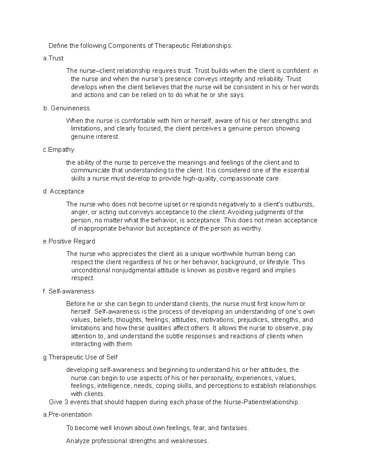 Components of Therapeutic Relationships - Trust builds when the client ...