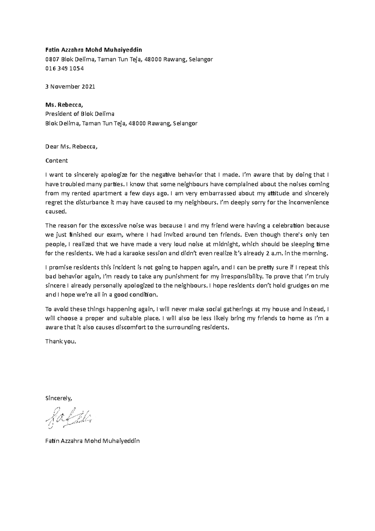 ASM452 Formal Letter Fatin Azzahra MOHD Muhaiyeddin (2021814928 ...