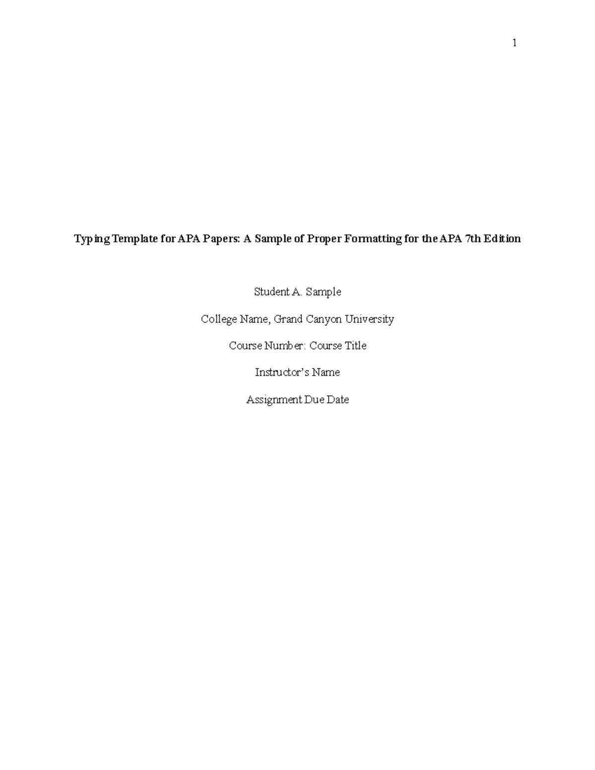 UNV-108 T6-Essay Template - Typing Template for APA Papers: A Sample of ...