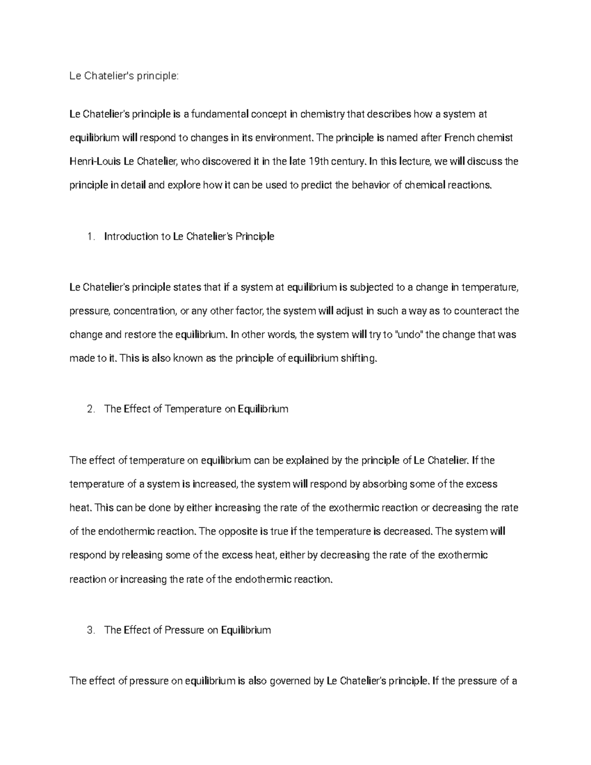 Le Chatelier's Principle - The Principle Is Named After French Chemist 