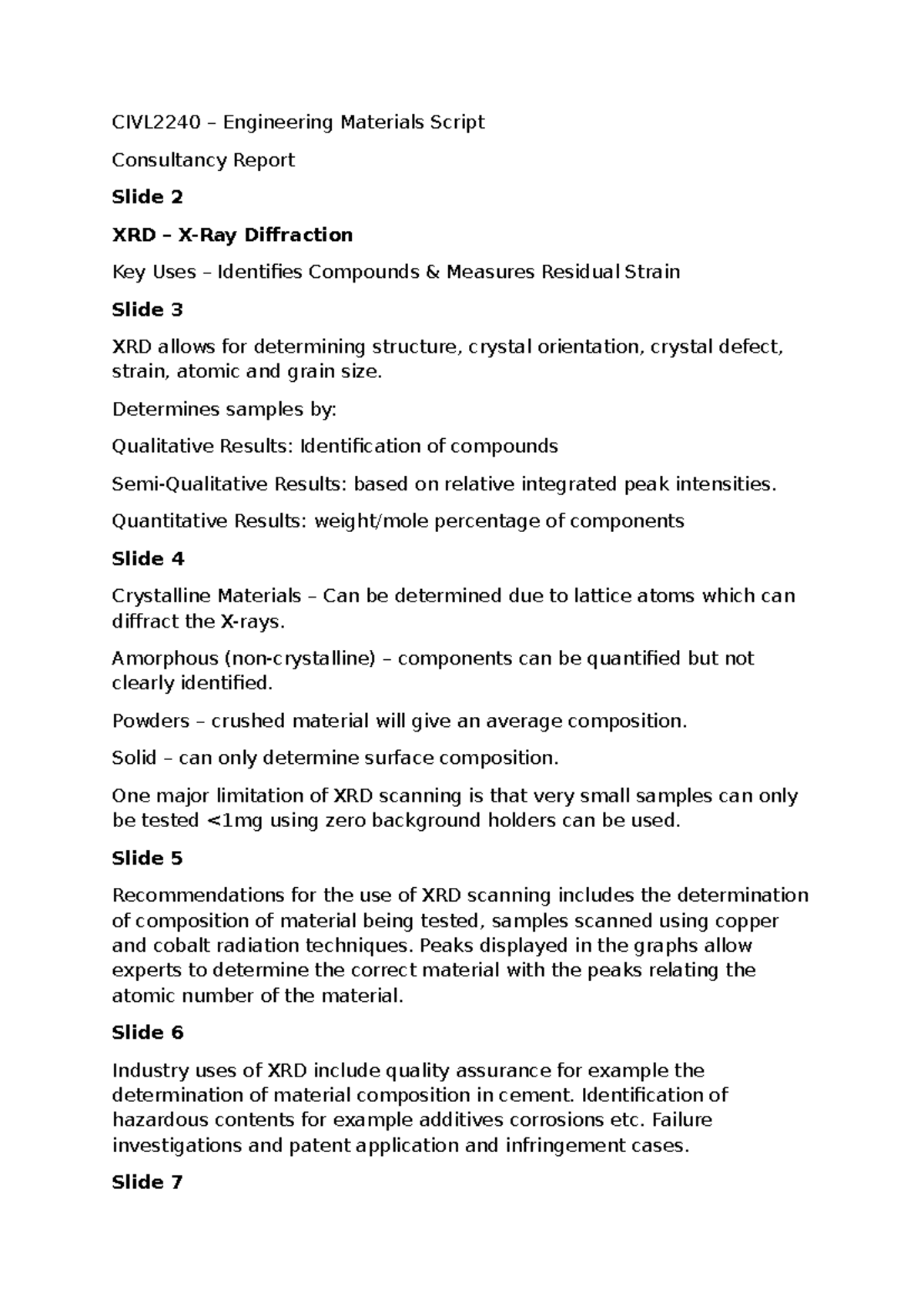 CIVL2240 - Assignment 1 - Script - CIVL2240 – Engineering Materials ...
