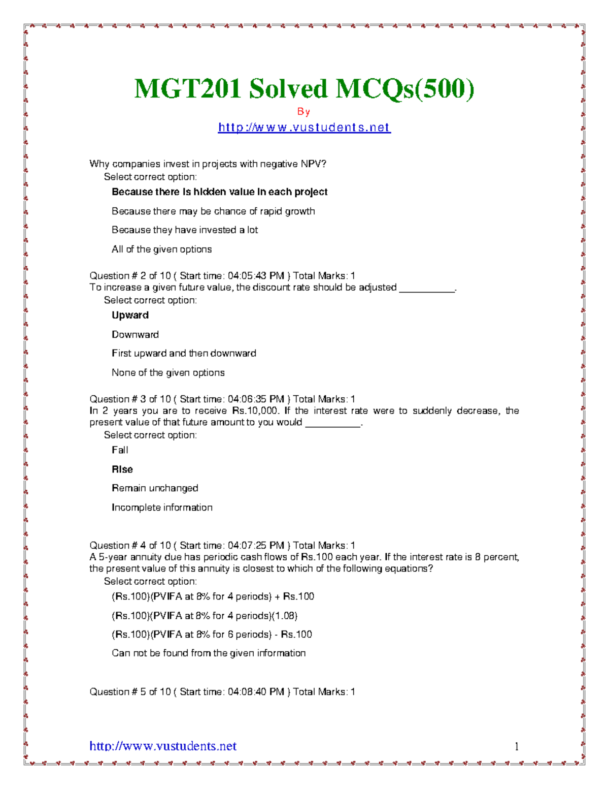 MGT201 Solved MCQ Bymudsahr - MGT201 Solved MCQs(500) B Y H T T P ://w ...