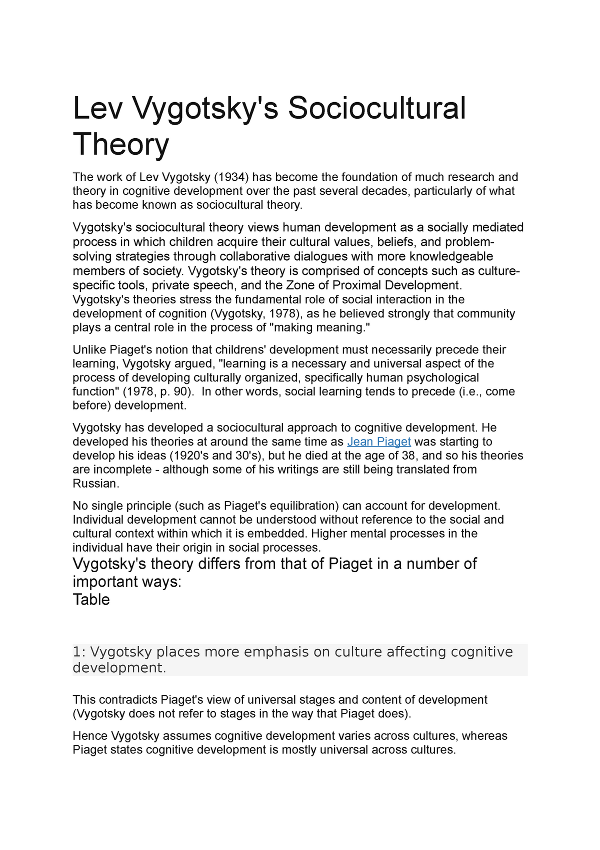 Importance of vygotsky's online sociocultural theory