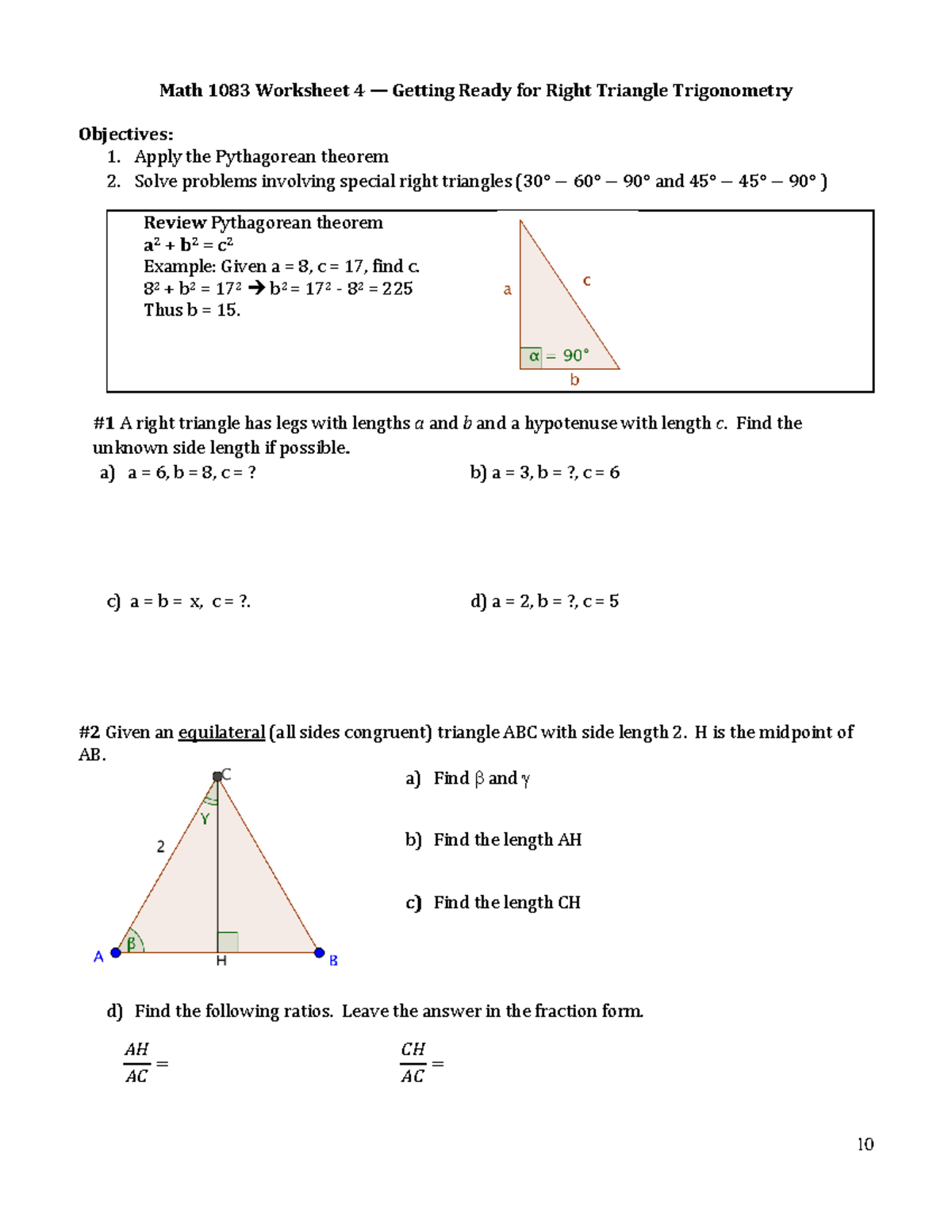 Math 1083 Lab Worksheets 4 - 10 Math 1083 Worksheet 4 — Getting Ready ...