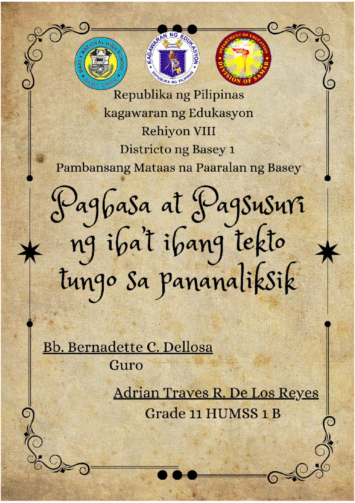 Notes(pag-pag) - this given for my education - Ang Katangian, Kalikasan ...