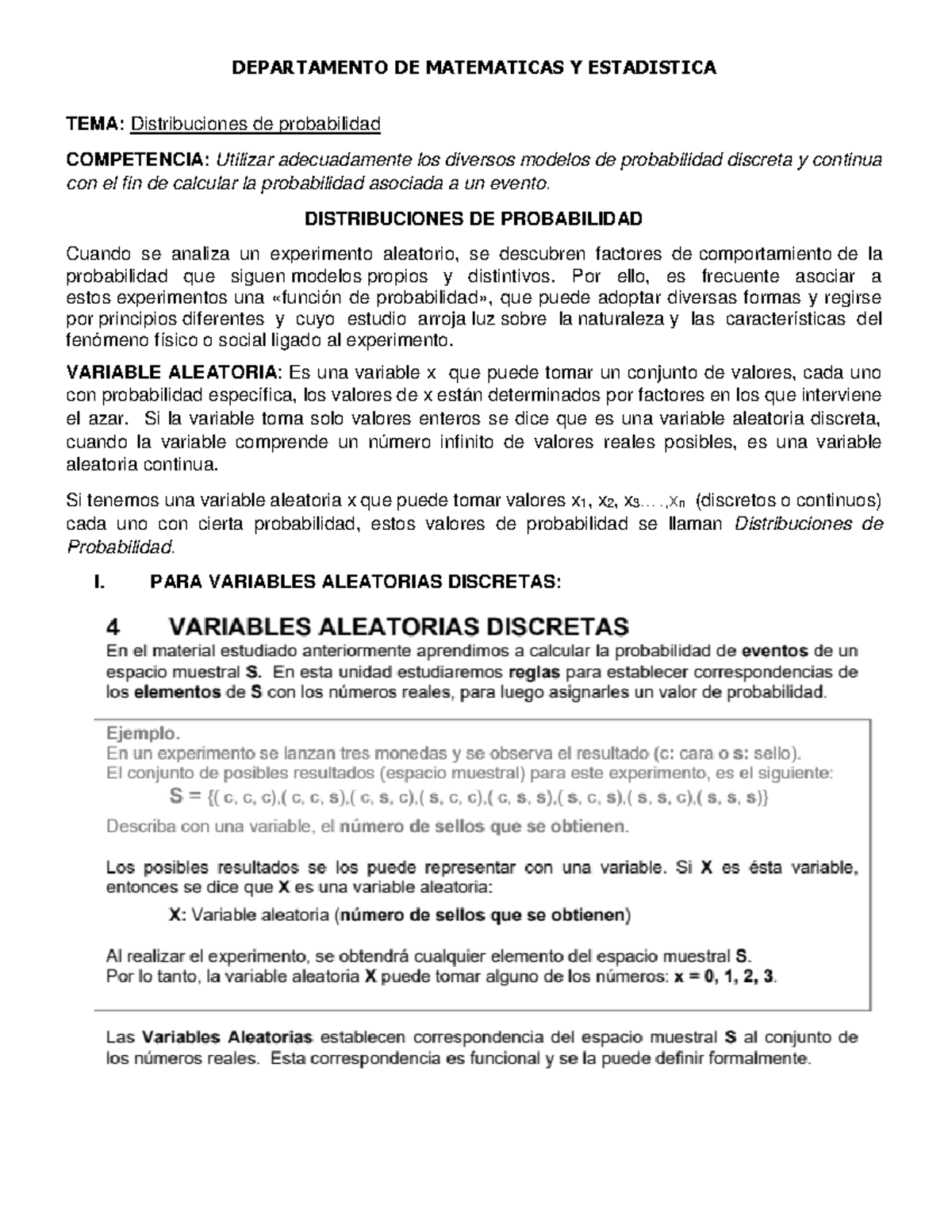 GUIA 9 Distribucion DE Probabilidad 1 - TEMA: Distribuciones De ...