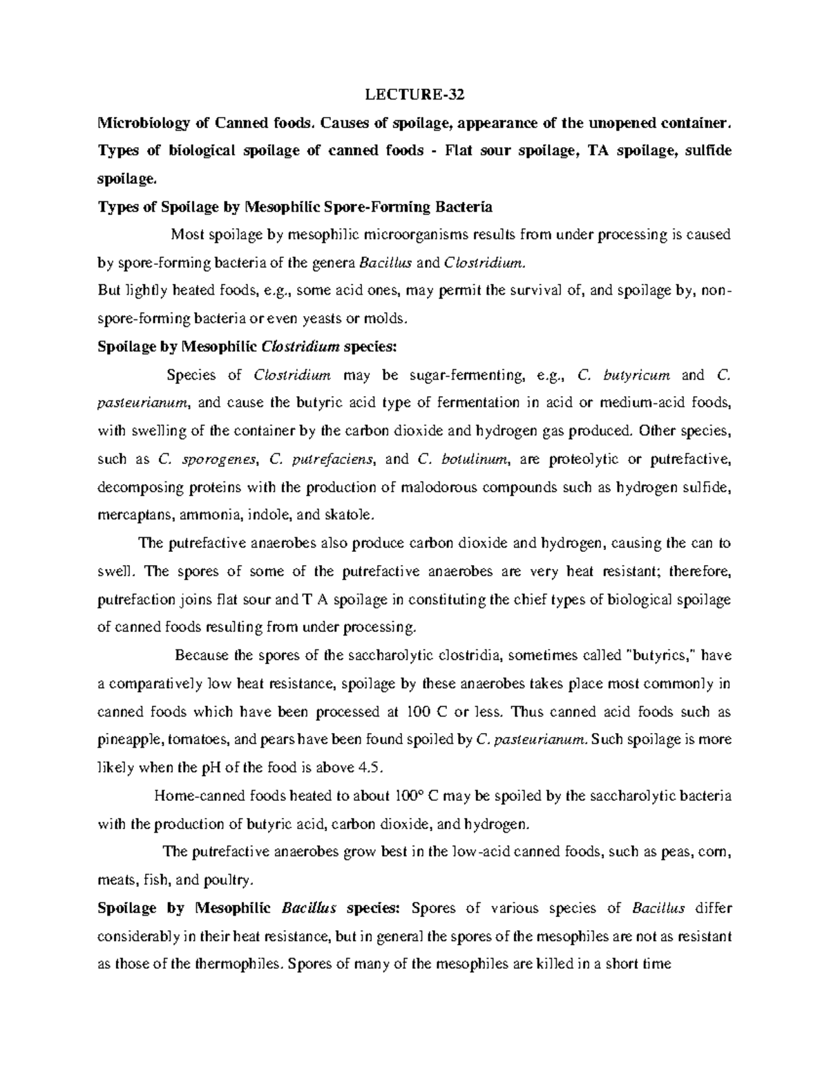 L 32 Microbiology of Canned foods LECTURE Microbiology of Canned