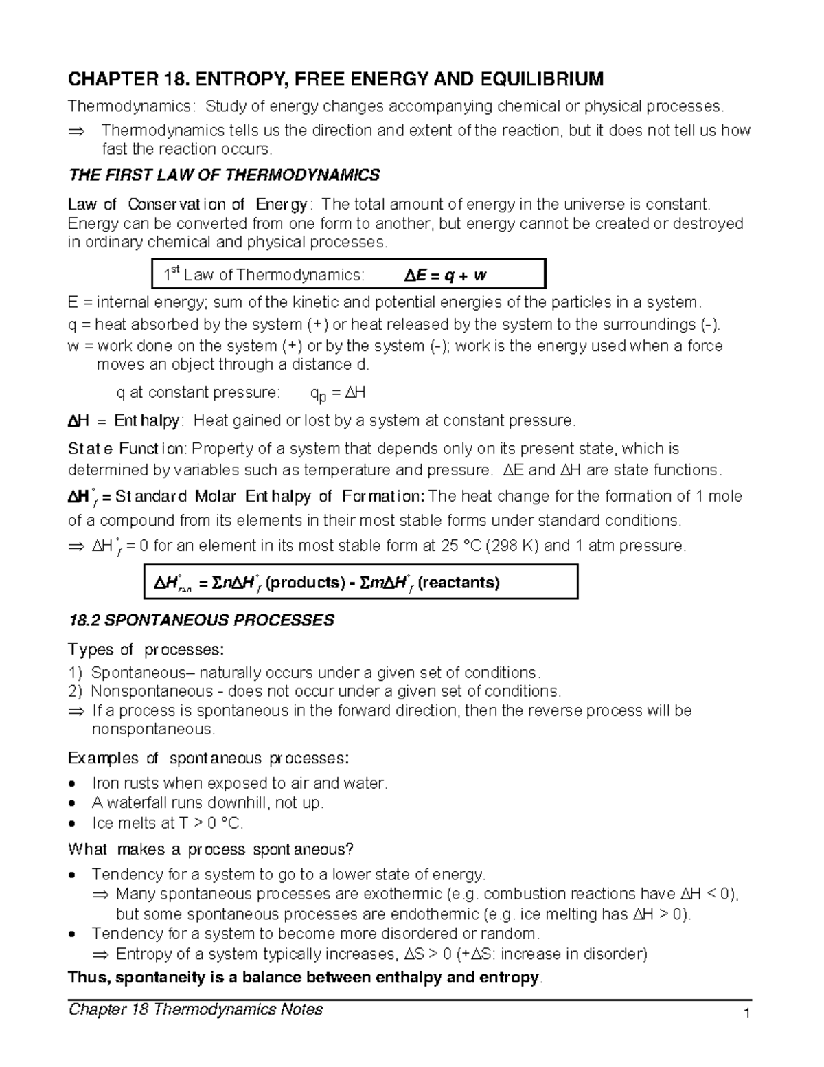 DD unit 2 - Chromosomal disorder - CHAPTER 18. ENTROPY, FREE ENERGY AND ...