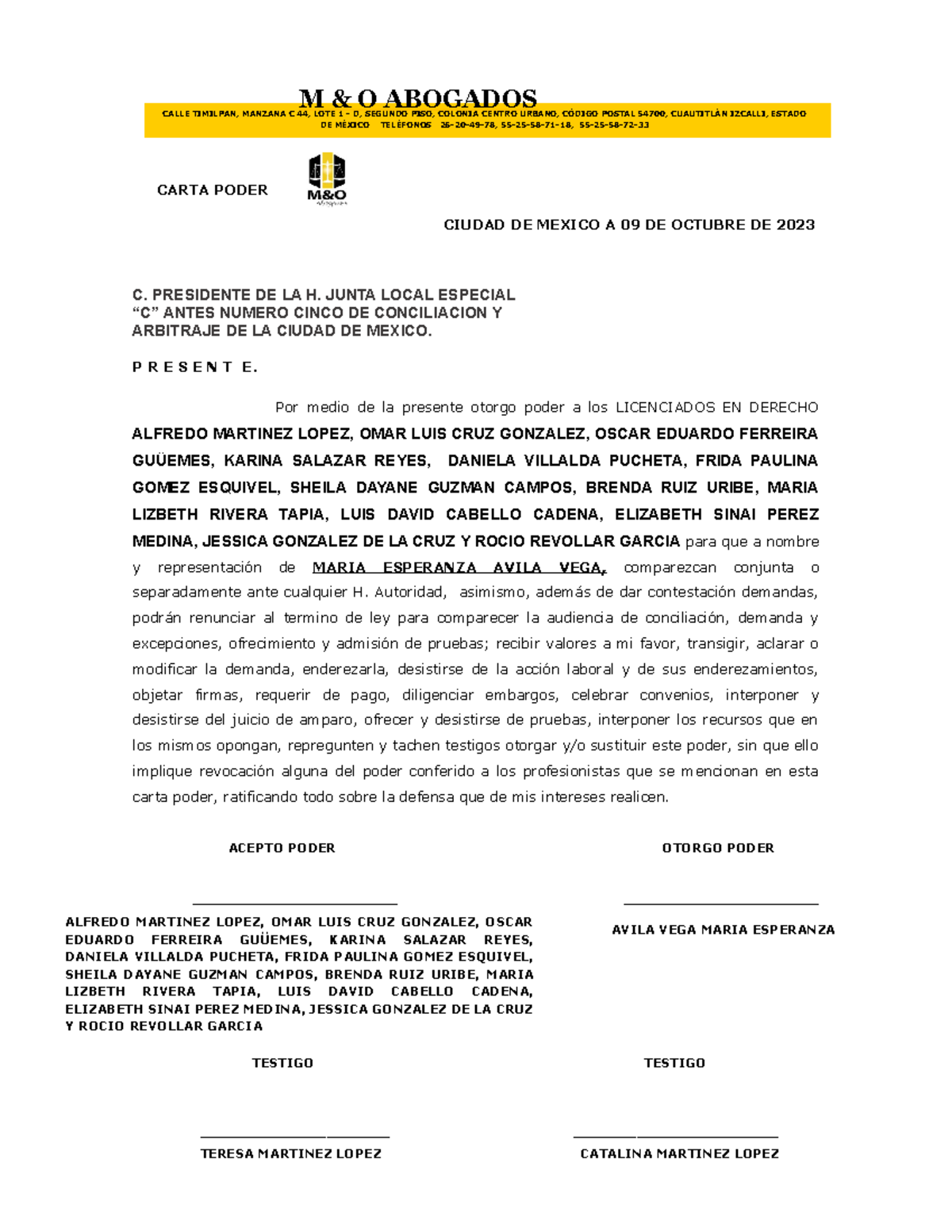 Carta Poder 1 - CARTA PODER CIUDAD DE MEXICO A 09 DE OCTUBRE DE 2023 C