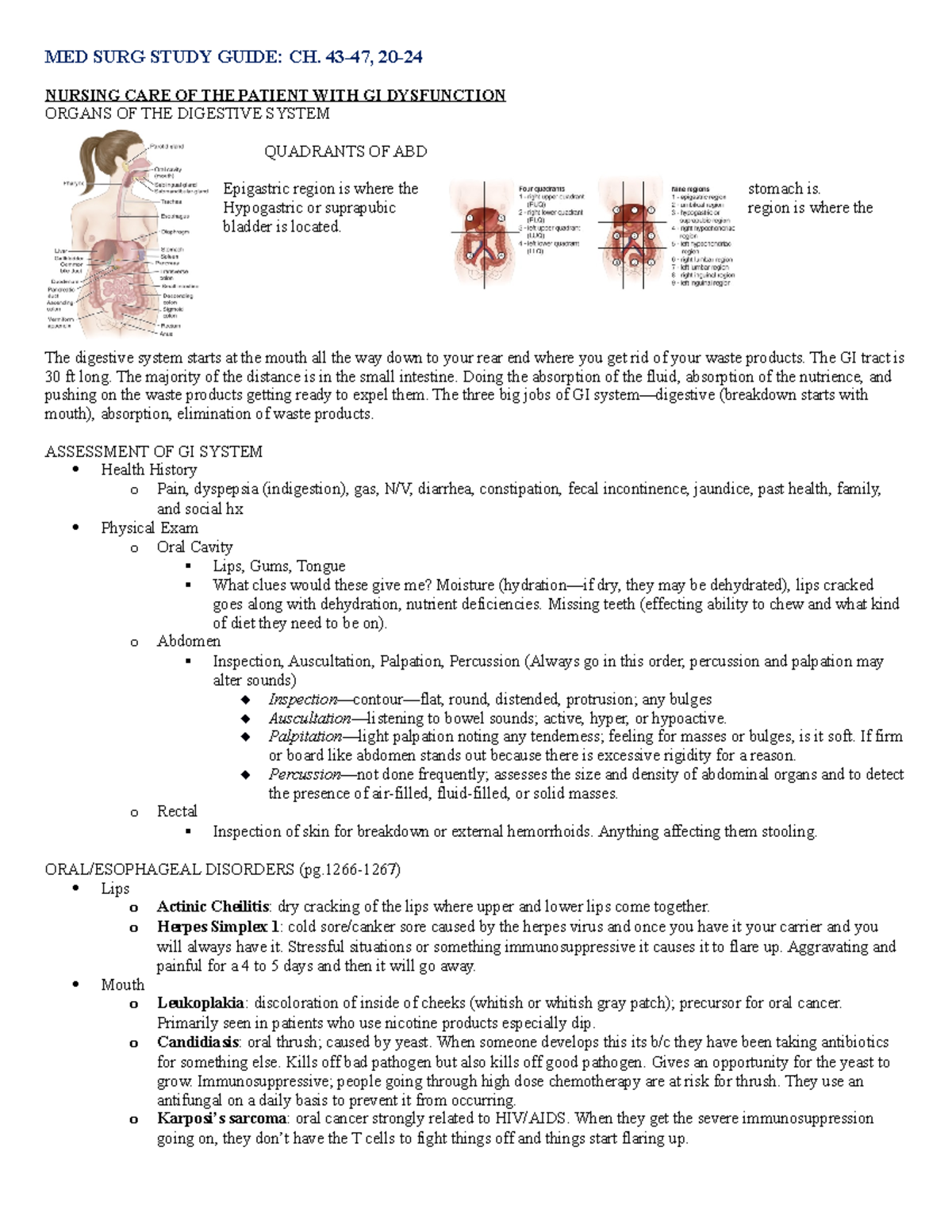 All notes for test 4 - EXAMINATION PREPRATION NOTE FOR RESPIRATION ...