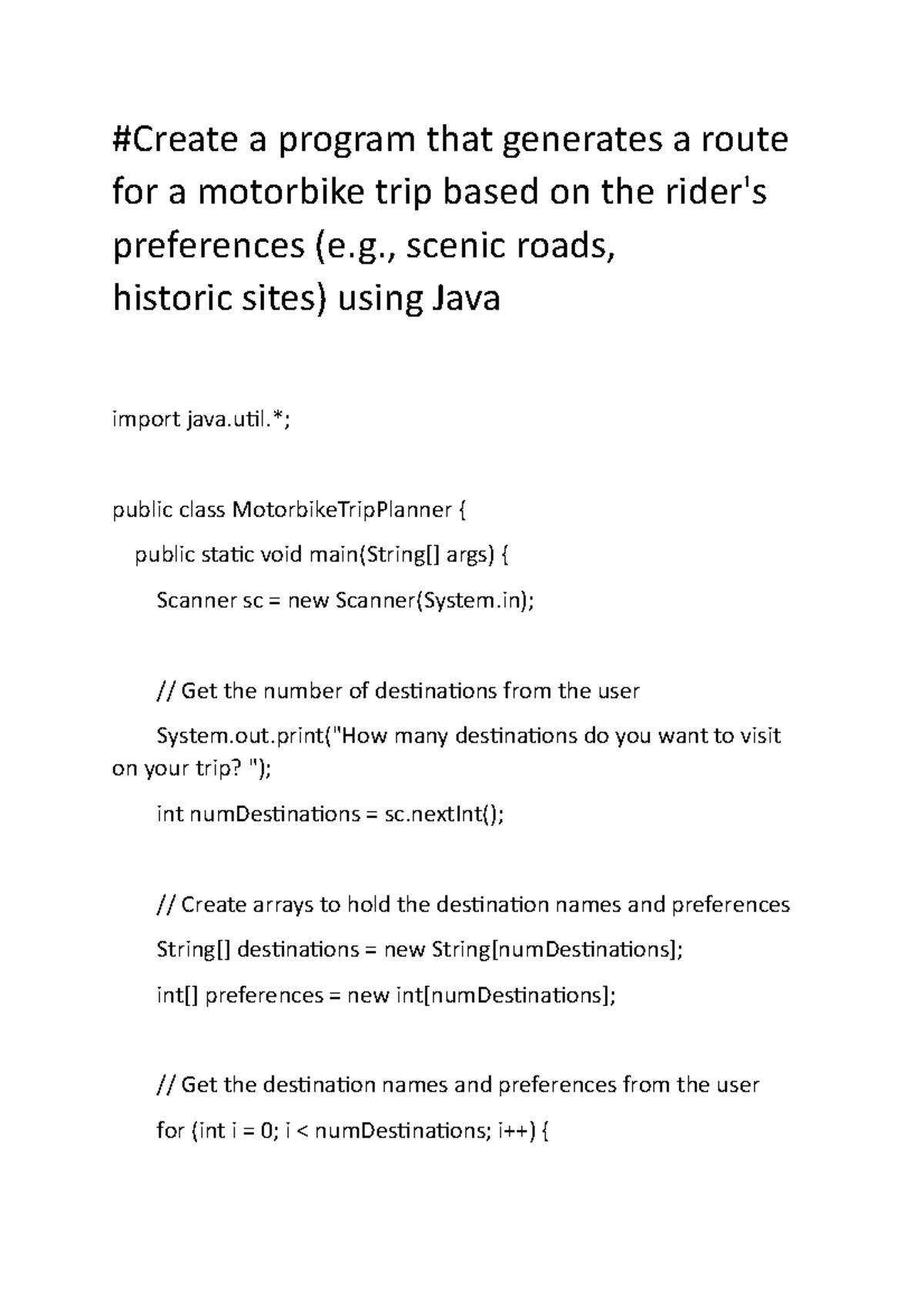 Trip based on the rider- java - #Create a program that generates a ...