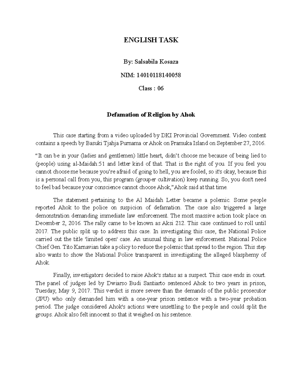 case study government ENGLISH TASK By Salsabila Kosaza NIM