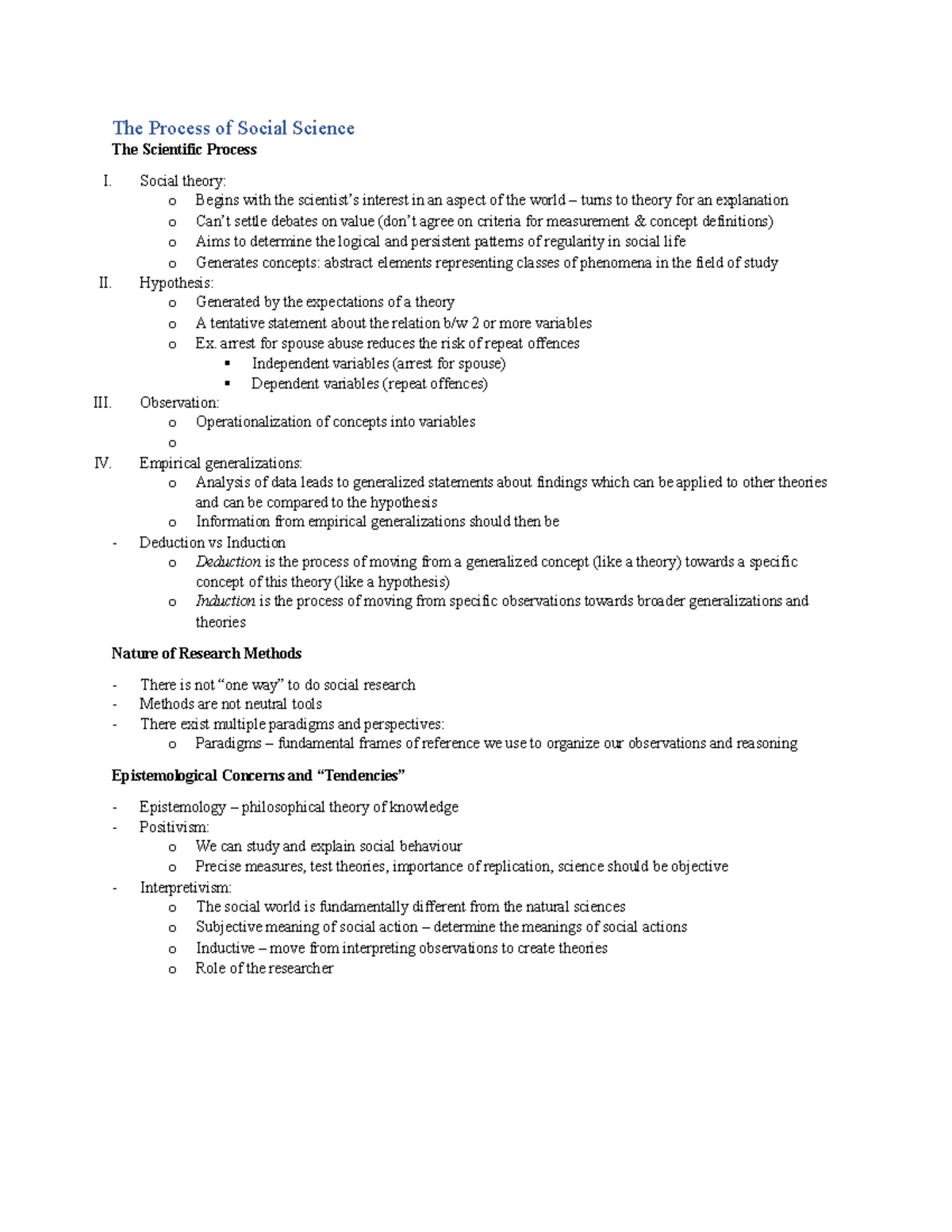 Lecture 1 - Introduction - The Process of Social Science The Scientific ...