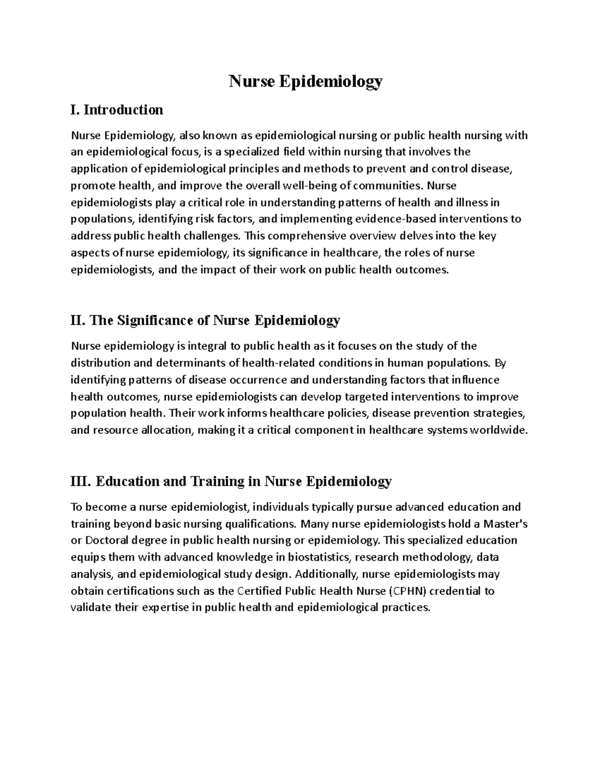 epidemiology case studies for nursing students