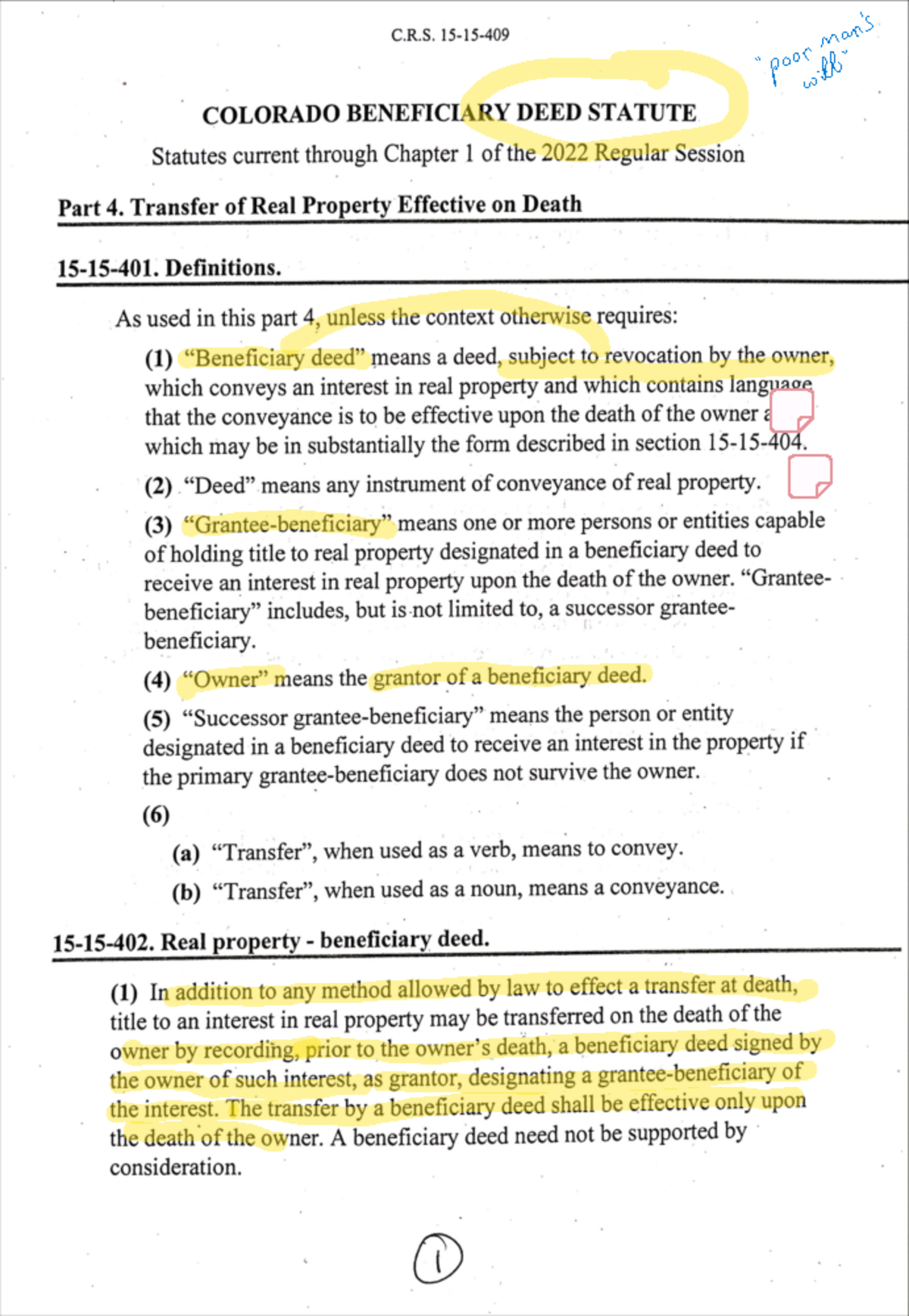 CO Beneficiary Deed Statute LAWS 4490 Studocu