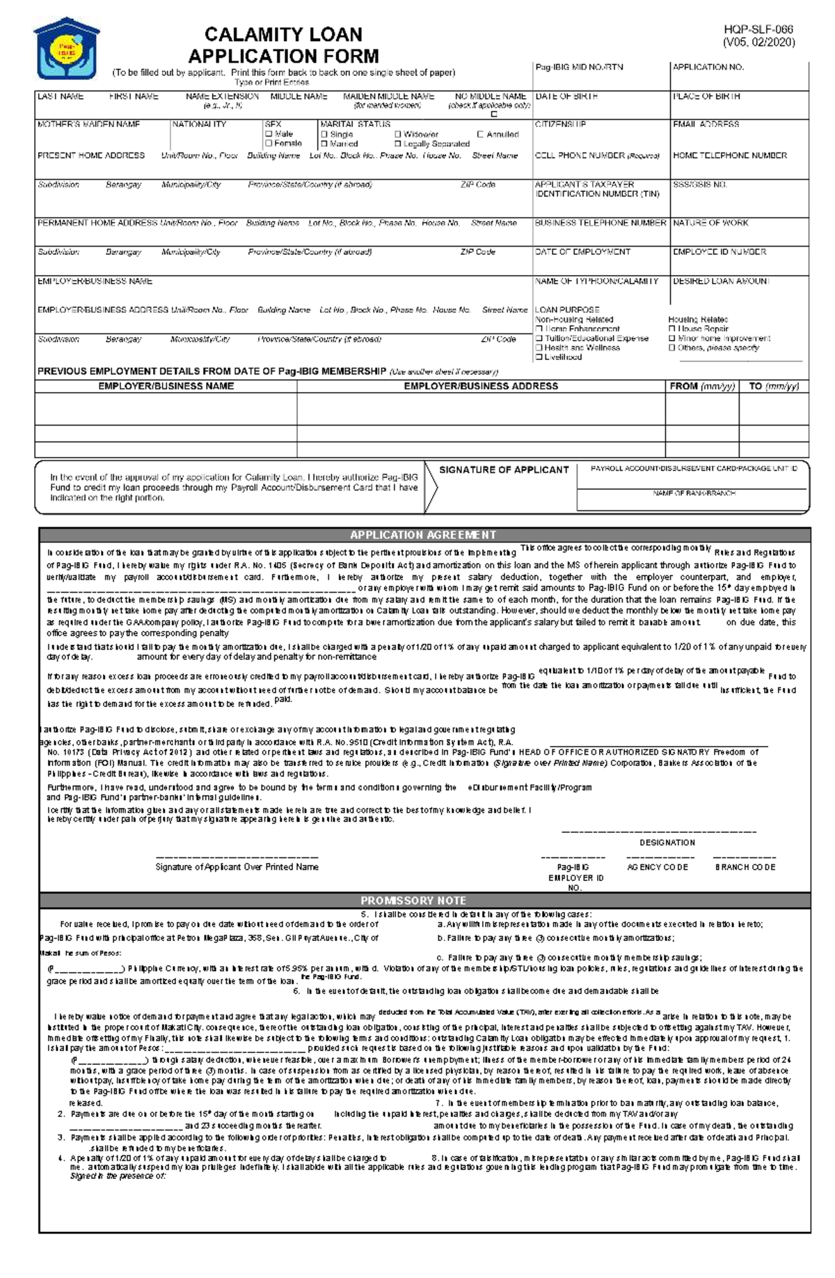 SLF066 Calamity Loan Application Form V05 fillable final (1 ...