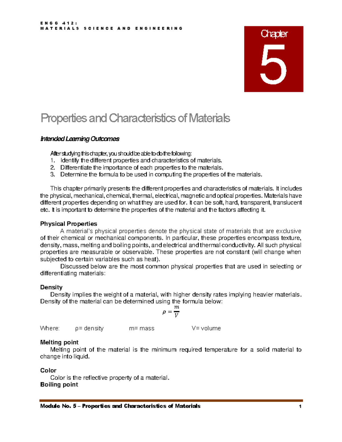 Module 5- Properties and Characteristics of Materials - M A T E R I A L ...