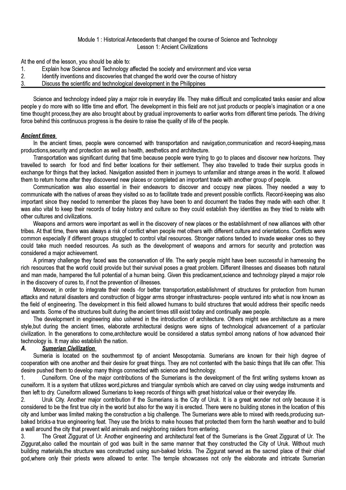 Module 1 Lesson 1 - Notes - Module 1 : Historical Antecedents That ...