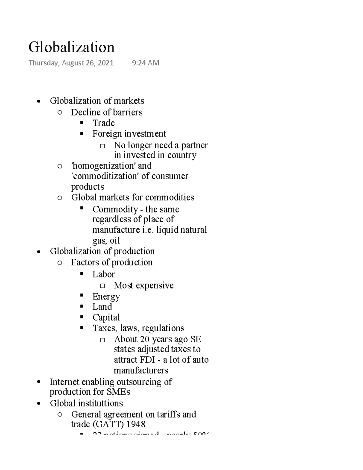 Globalization liquid natural gas, oil § ï " Globalization of