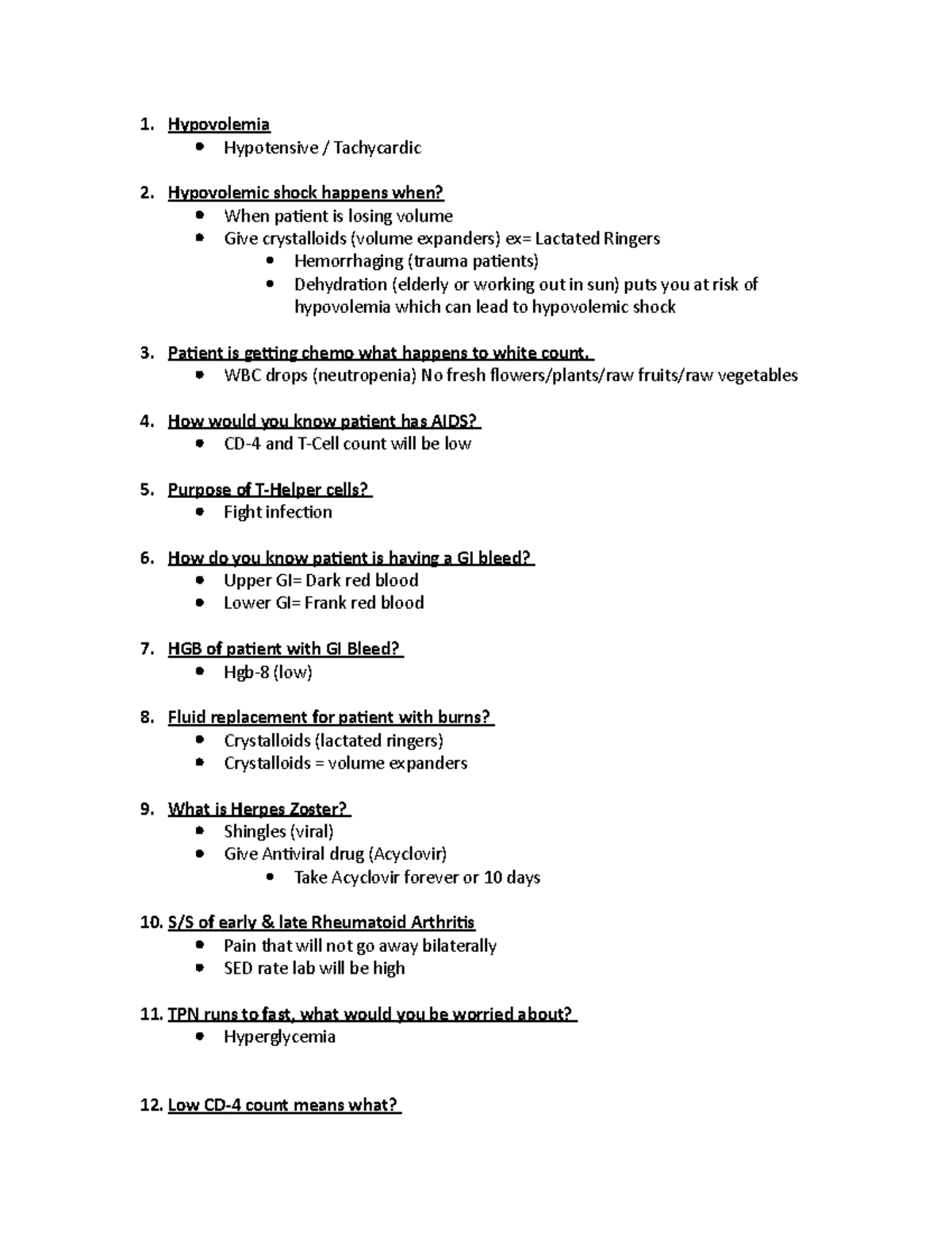 Advanced Final Updated - Hypovolemia Hypotensive / Tachycardic ...