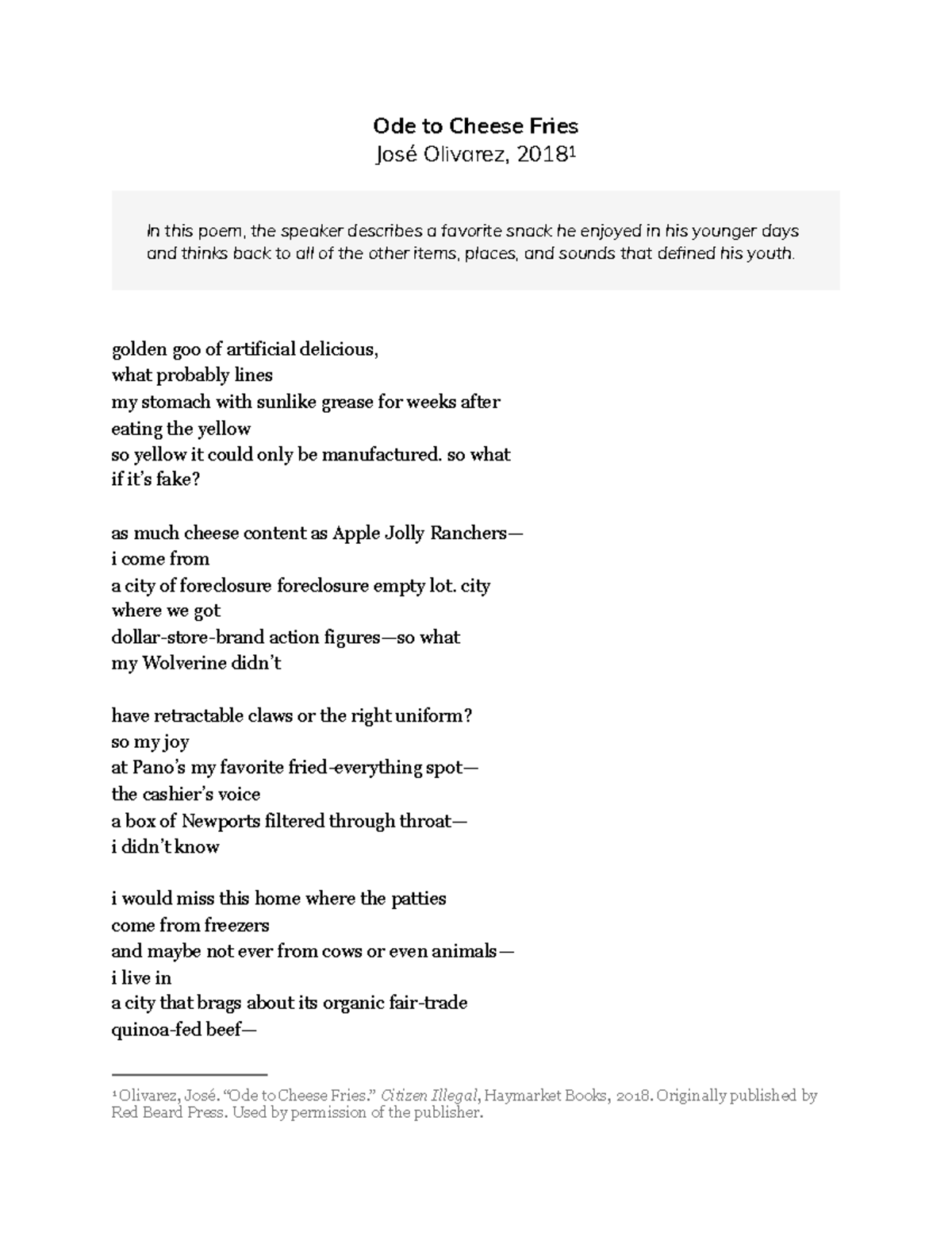 Olivarez++Ode+to+Cheese+Fries Ode to Cheese Fries José Olivarez