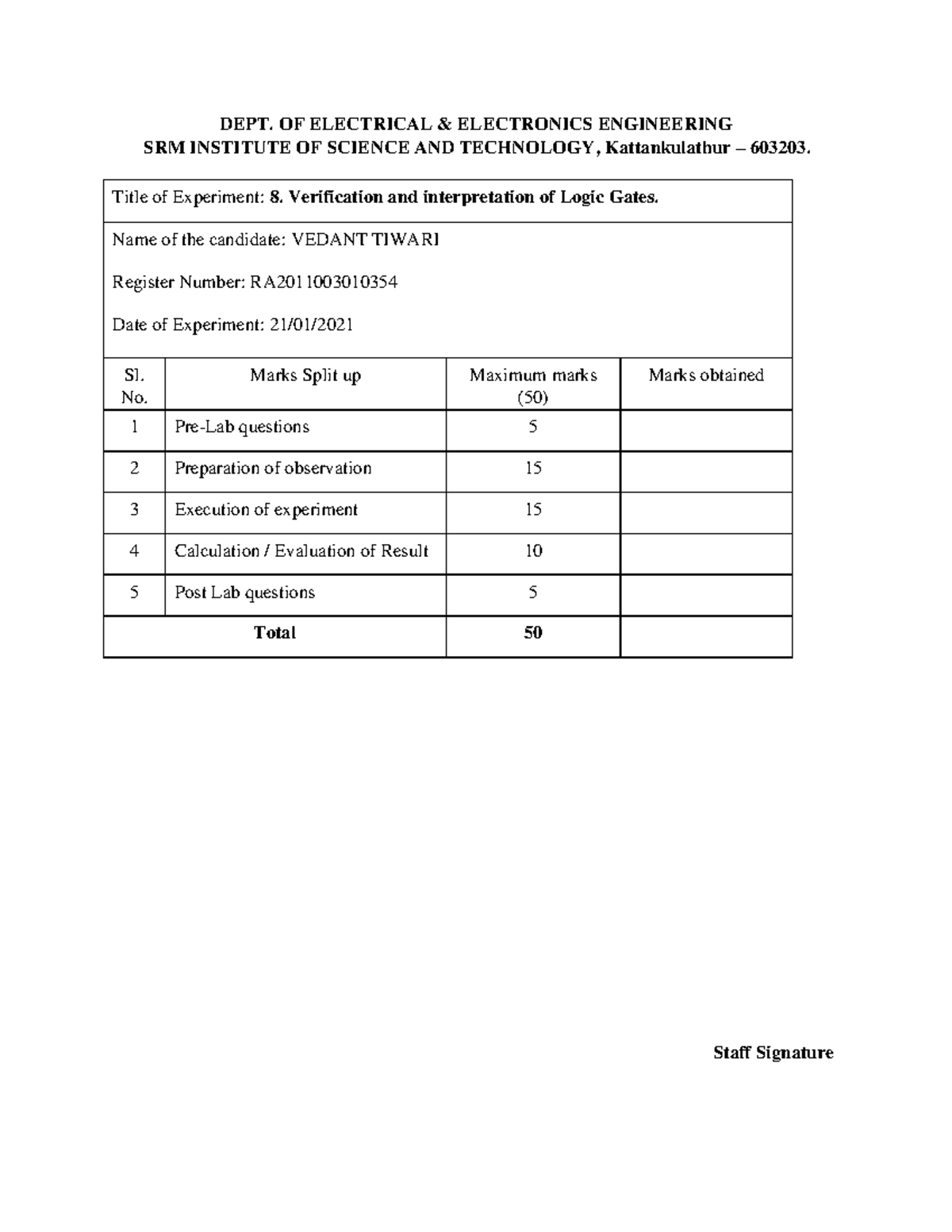 Basic electrical and electronics lab work experiment number 8 first ...
