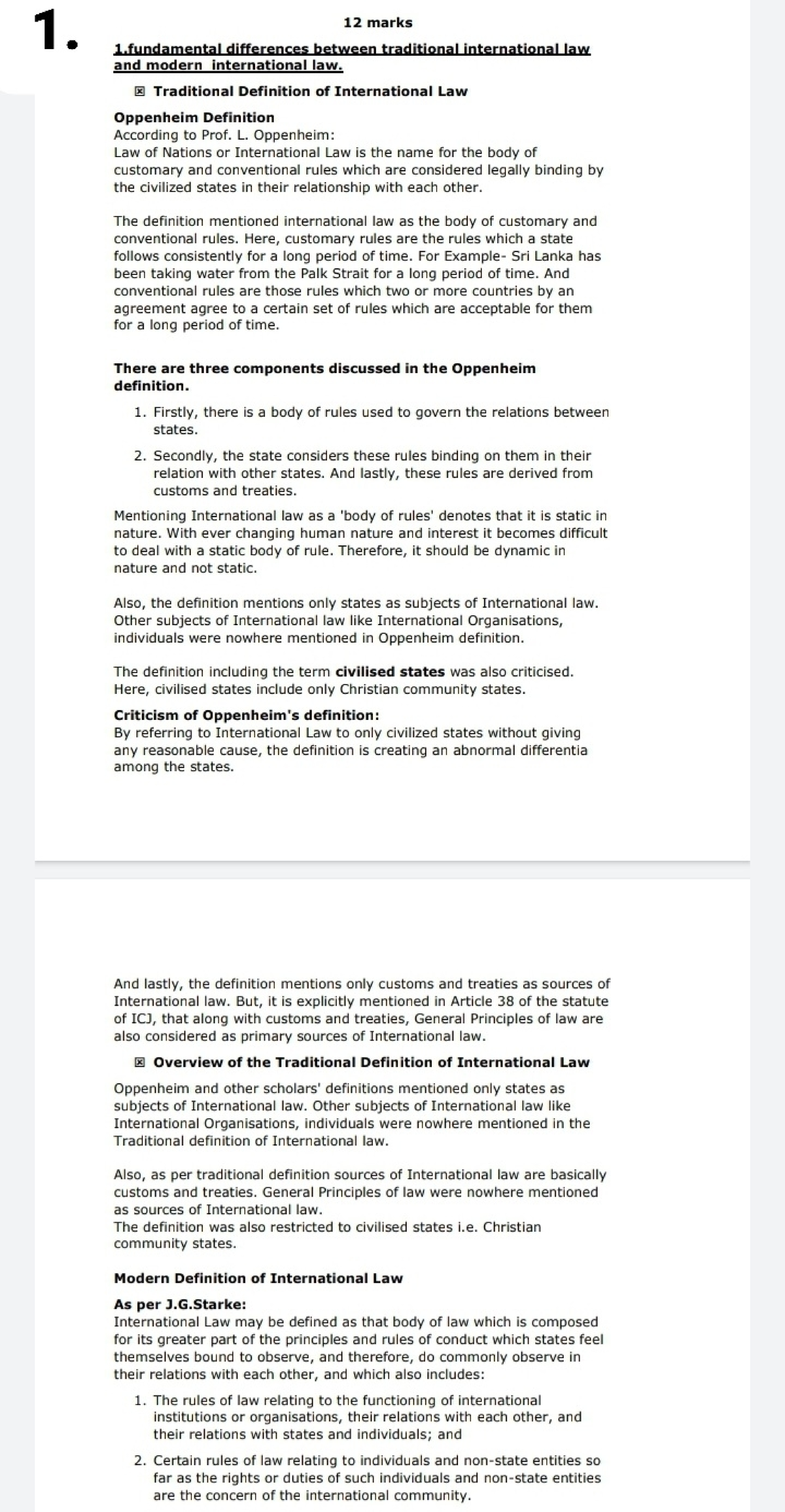 12 marks pil - Public International Law - Studocu