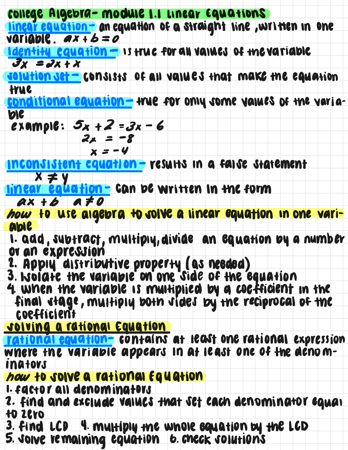 Module 1 - College Algebra - college Algebra module 1 linear Equations ...