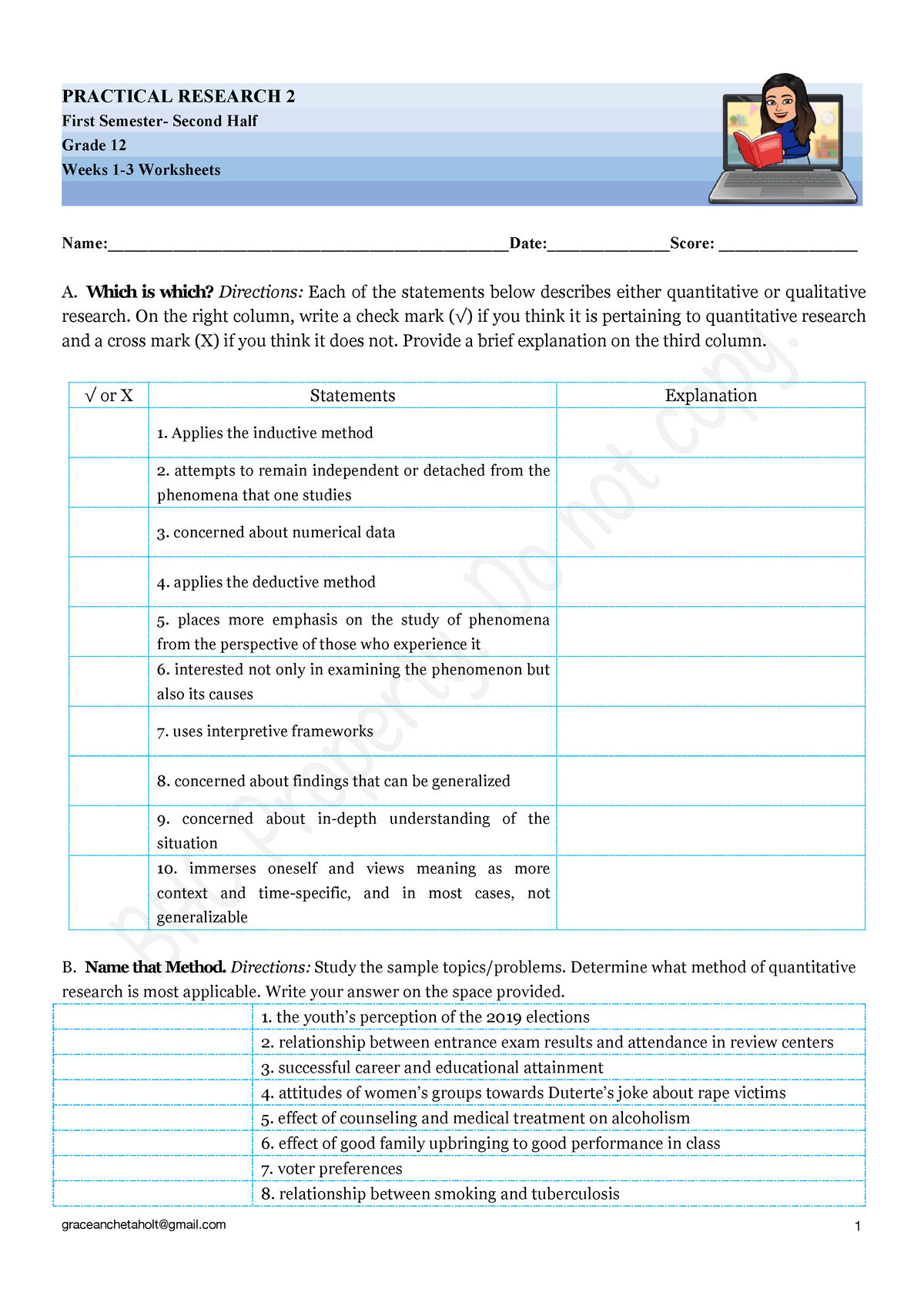 G12 Prac Res Worksheets - PRACTICAL RESEARCH 2 First Semester- Second ...