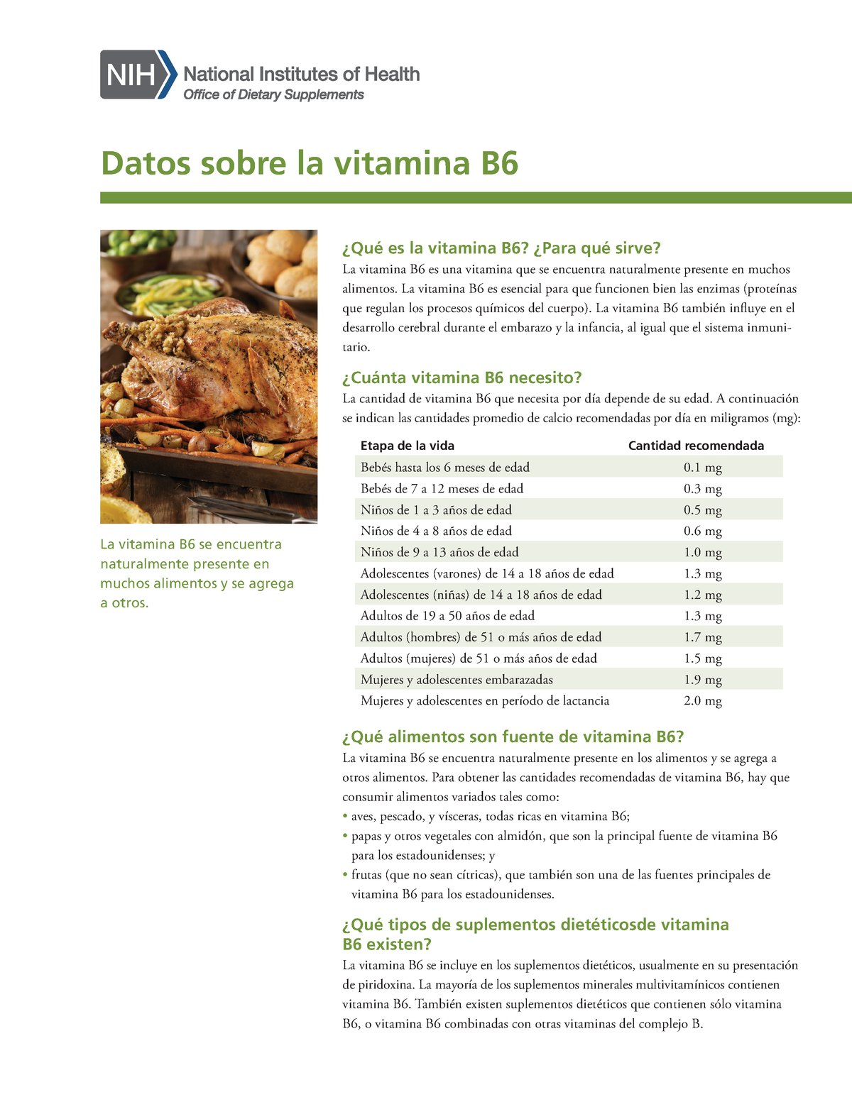 Vitamin B 6-Datos En Espanol - Datos Sobre La Vitamina B ¿Qué Es La ...