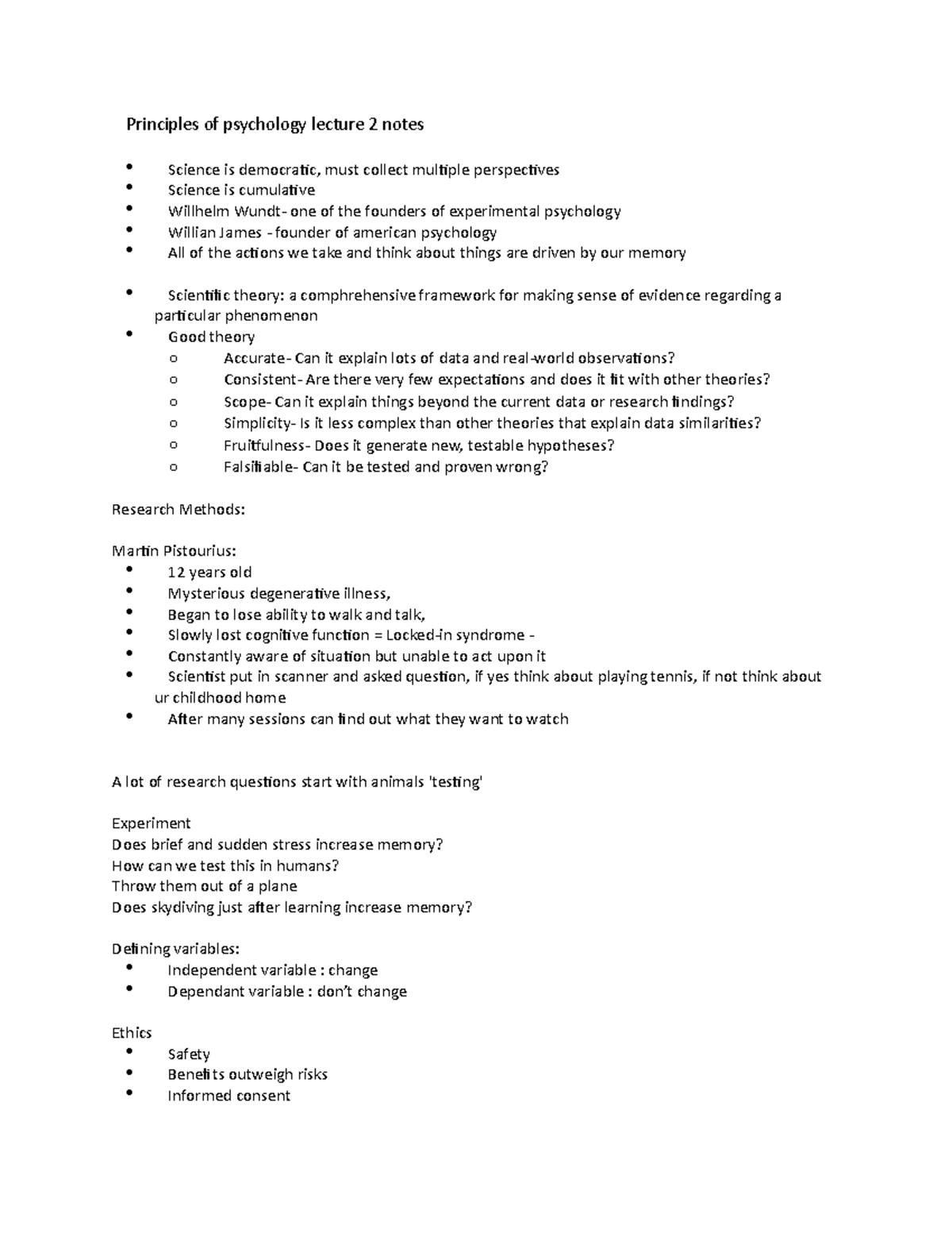 Principles of psychology lecture 2 notes - Studocu