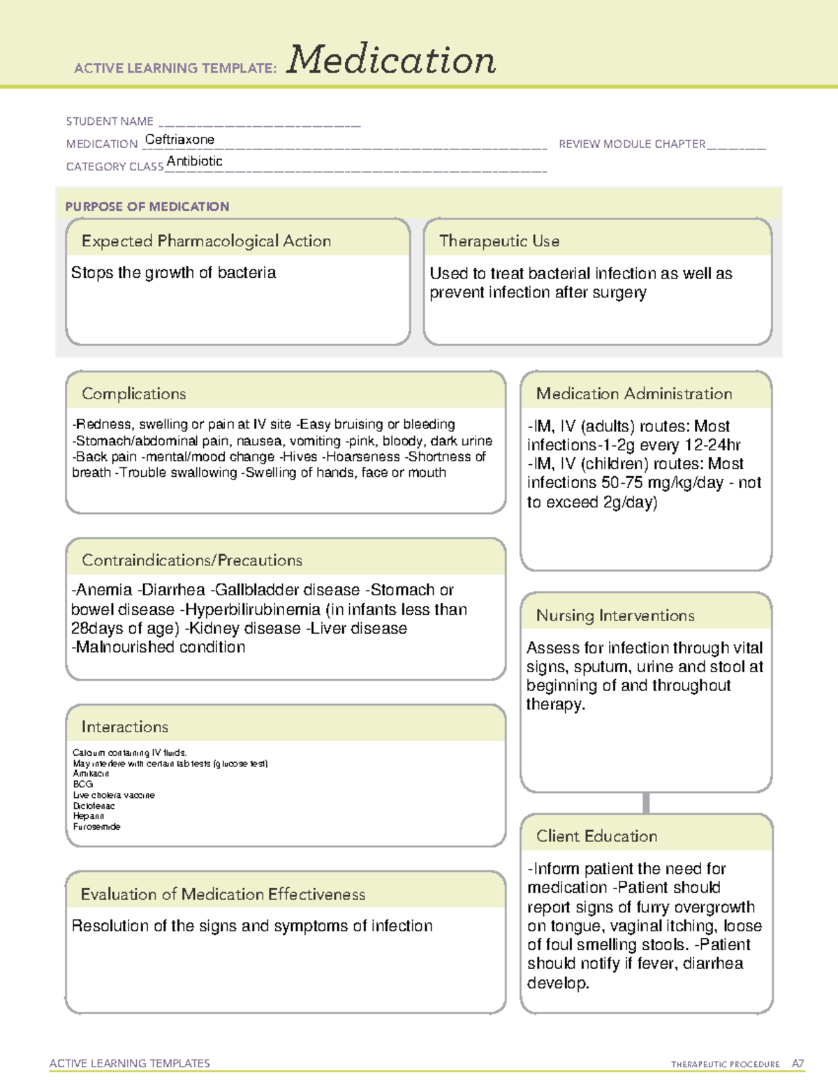 Medication ceftriaxone - ACTIVE LEARNING TEMPLATES THERAPEUTIC ...