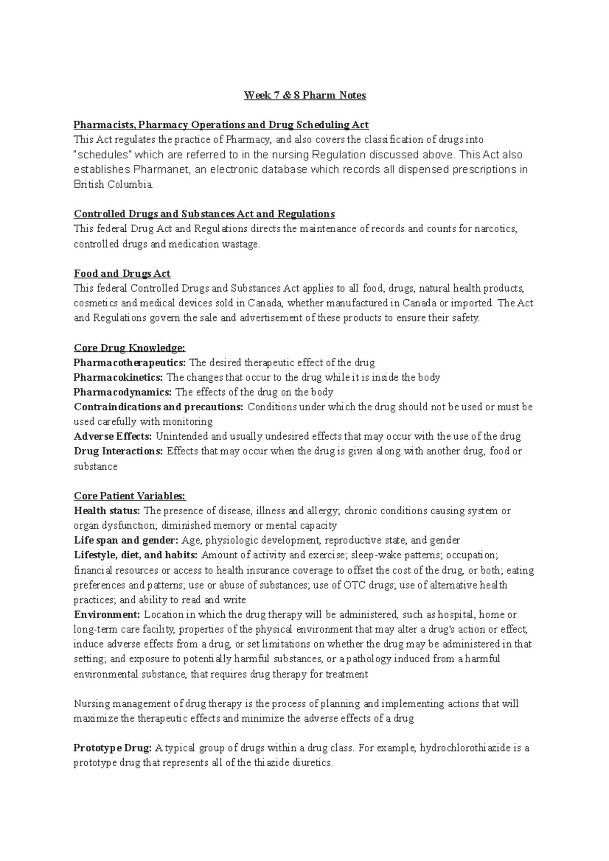 Pharmacology 1 Final Notes - Week 7 8 Pharm Notes Pharmacists, Pharmacy ...