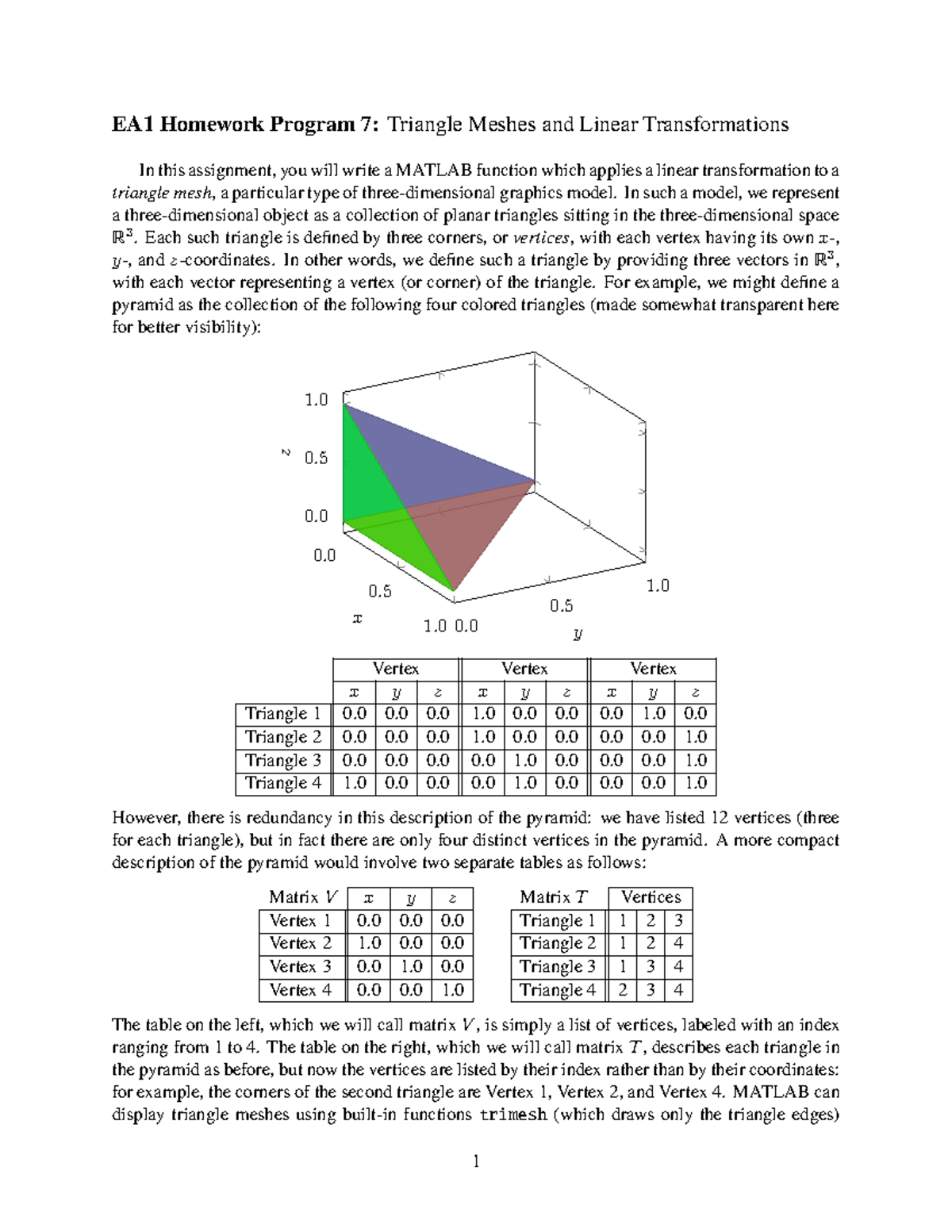 Hw7 2024 - Mandelbrot HW - EA1 Homework Program 7: Triangle Meshes and ...
