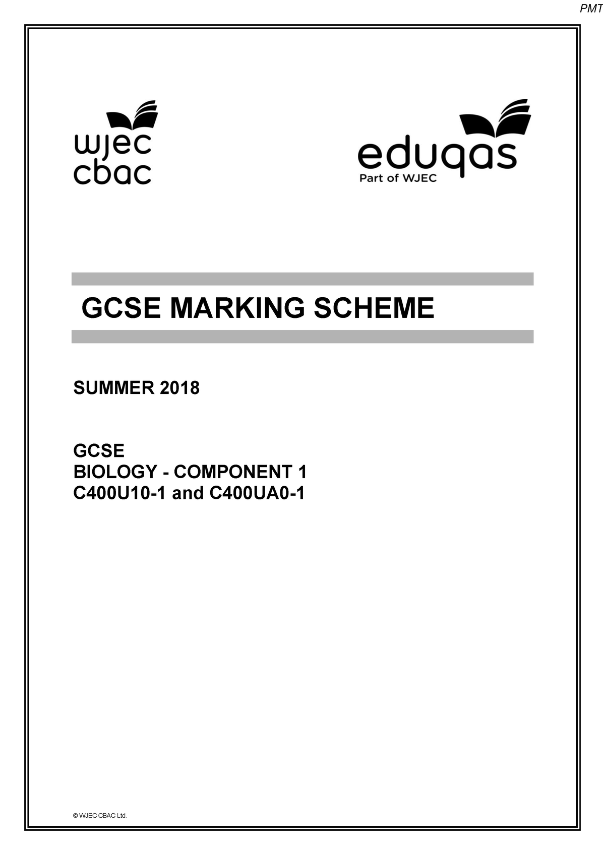 June 2018 MS - Component 1 (F) WJEC Biology GCSE - GCSE MARKING SCHEME ...