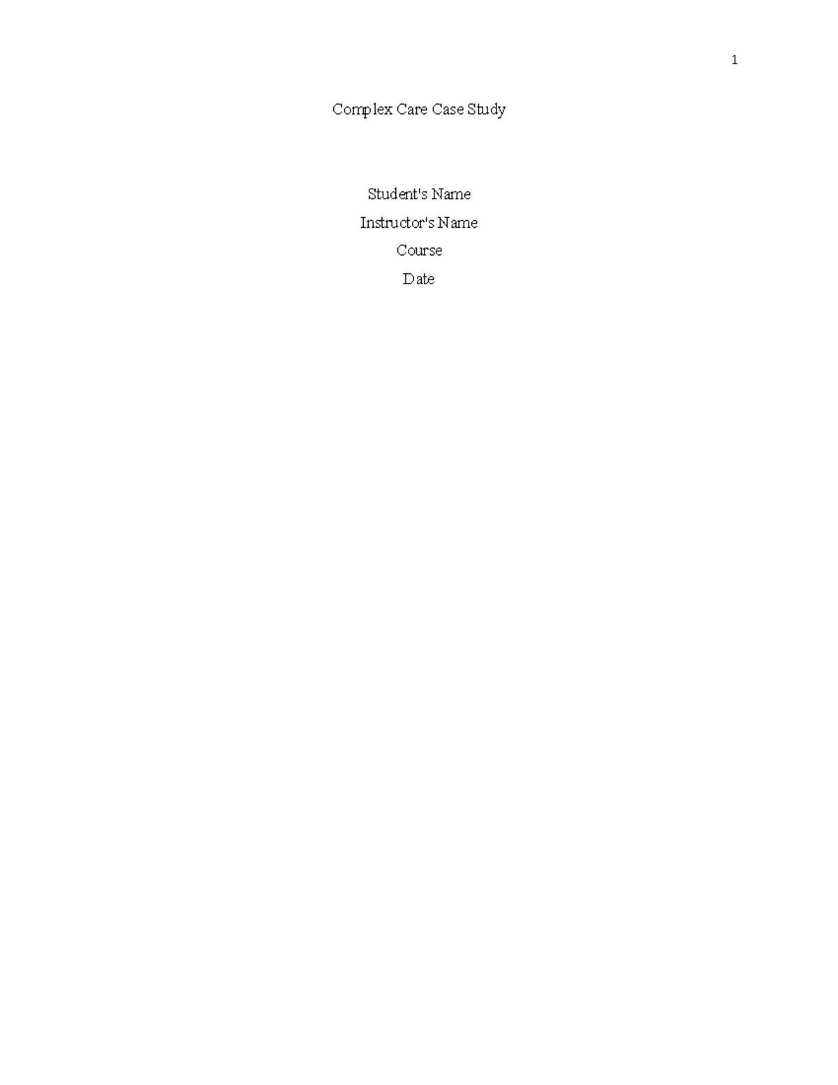 Complex Care Case Study final - business - UoN - Studocu