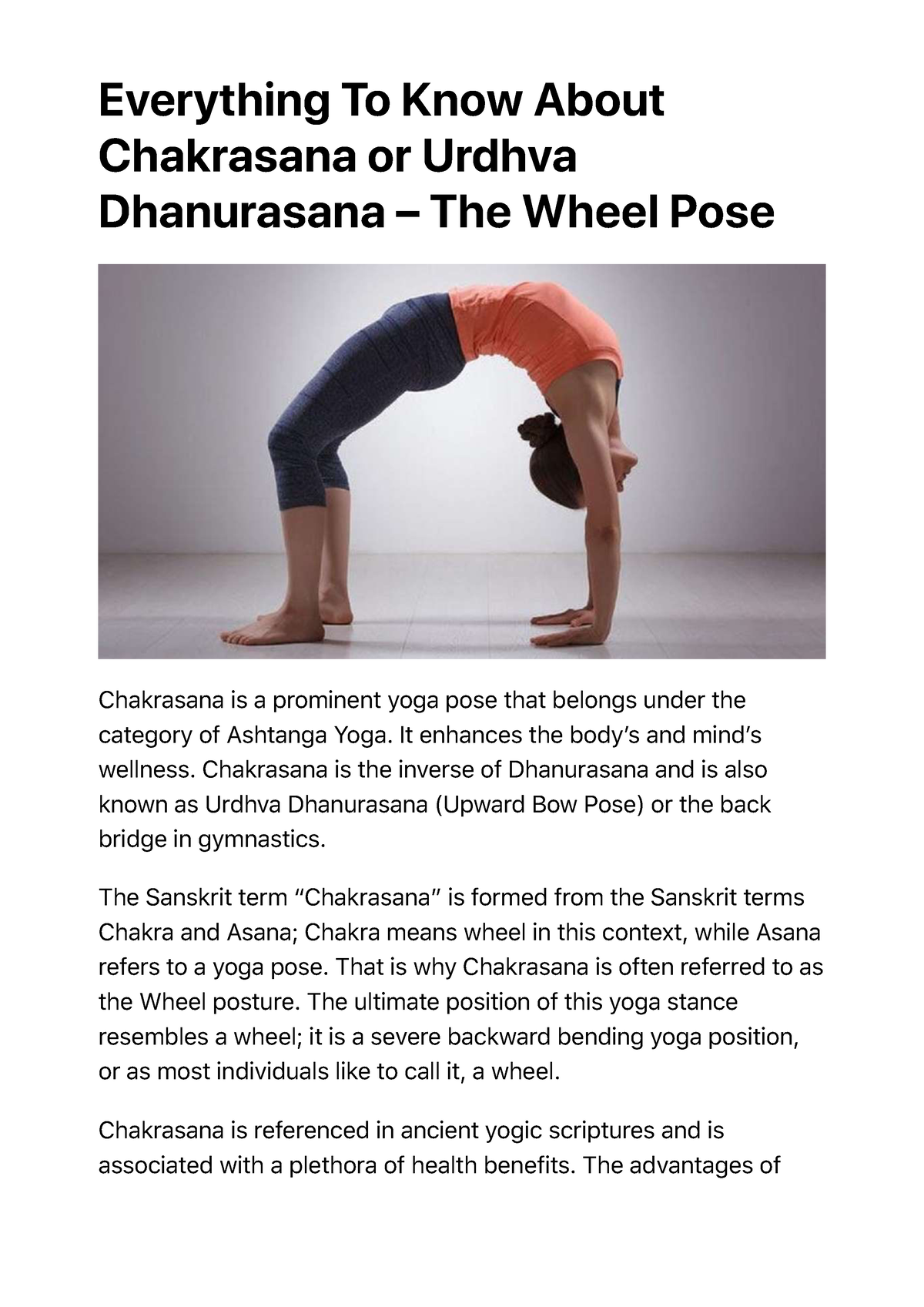 Chakrasana Yoga - The Wheel Pose and Its Benefits - Delhi Magazine :  r/yoga_shorts