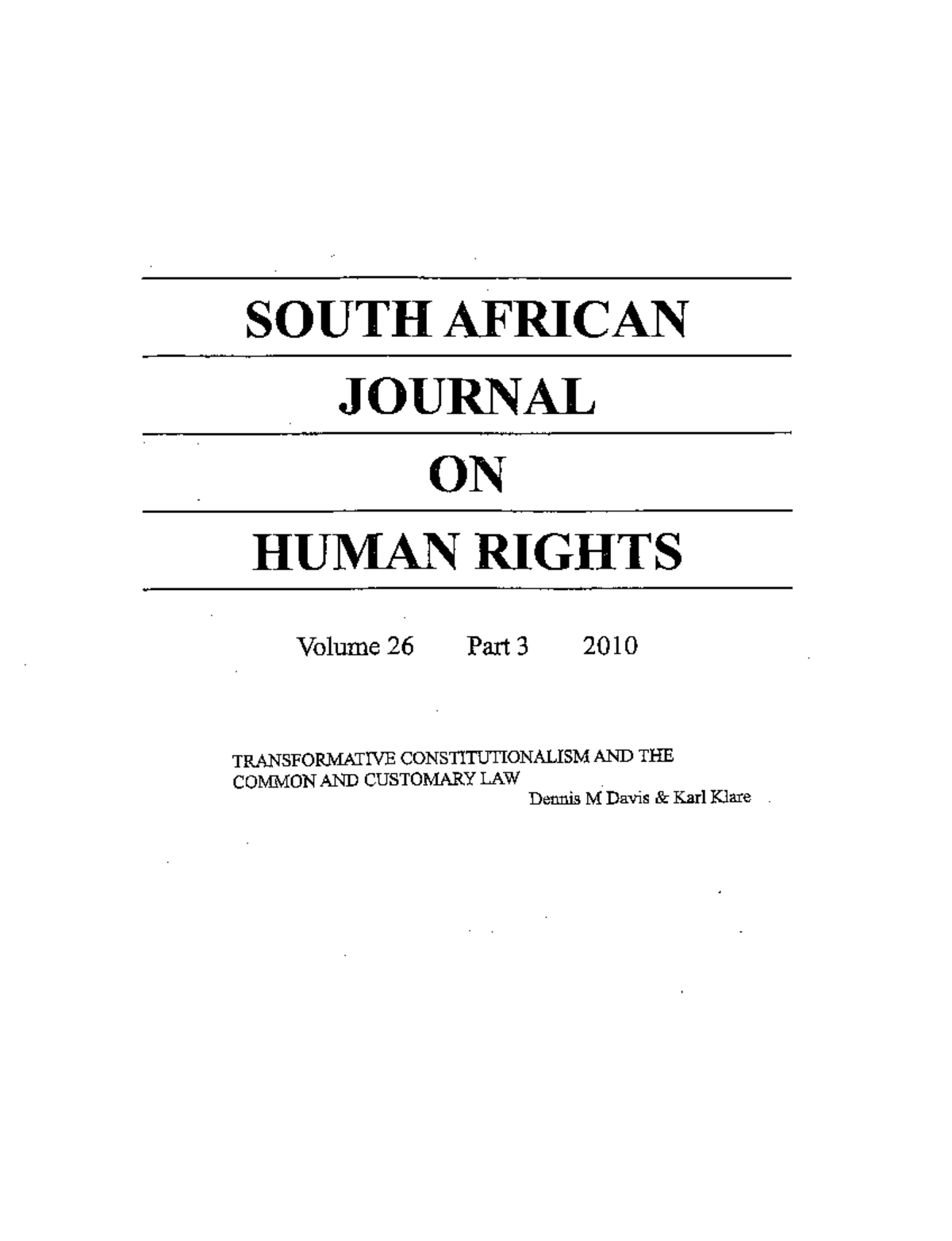Tranformative constitutionalism and the common and customary law