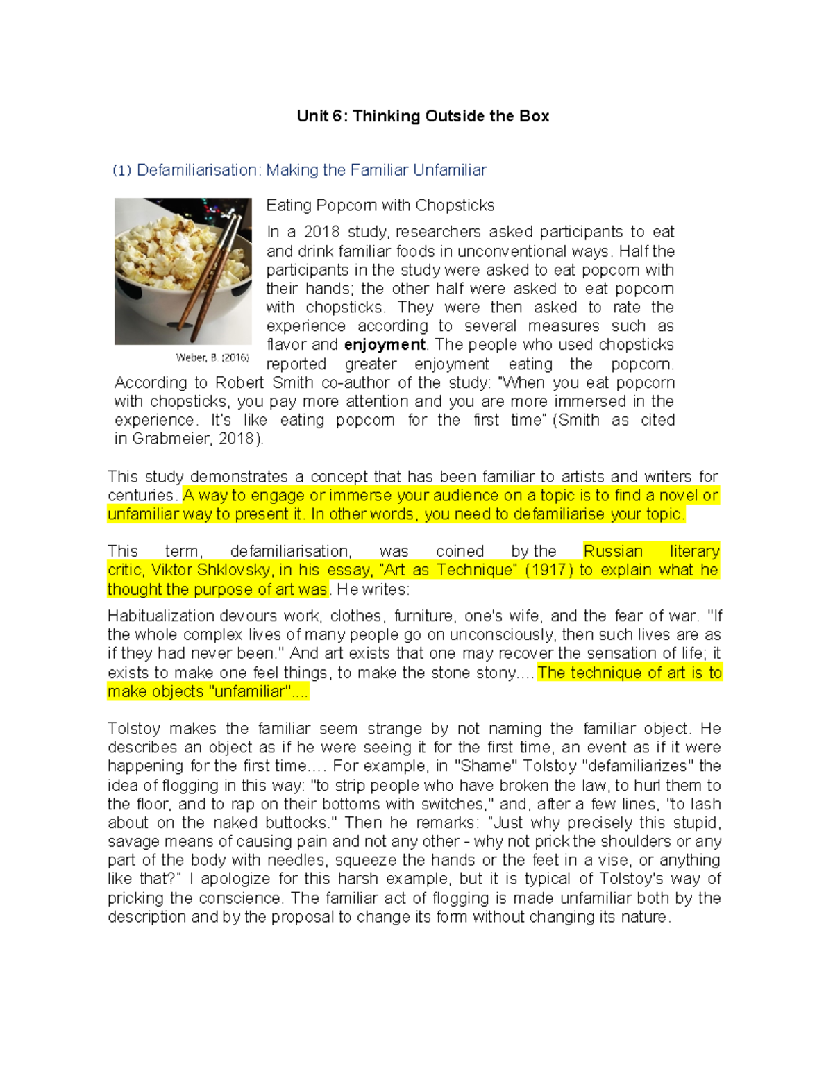 Unit 6 - Thinking Outside the Box - Unit 6: Thinking Outside the Box (1 ...