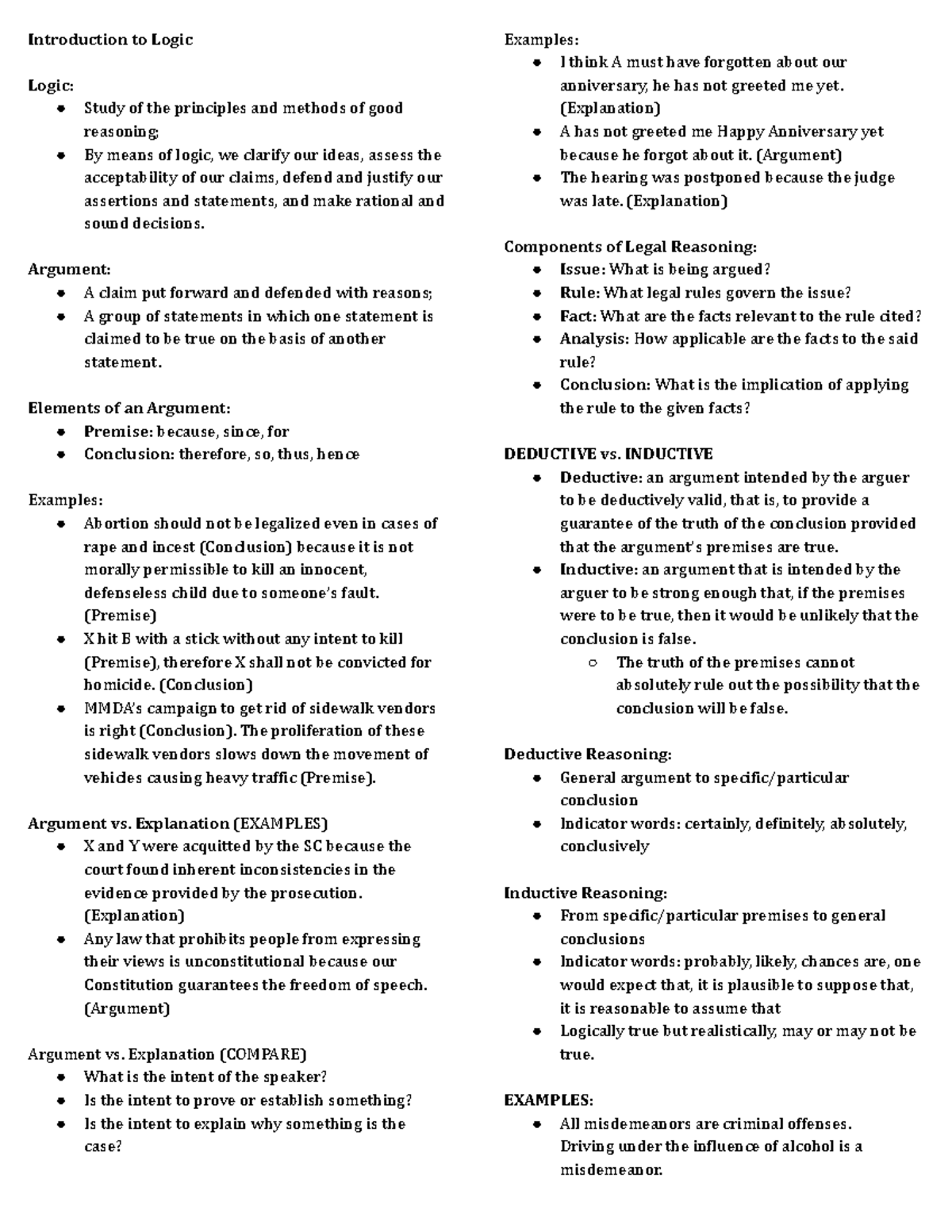 Legal Technique AND Logic Introduction to Logic Logic Study of the