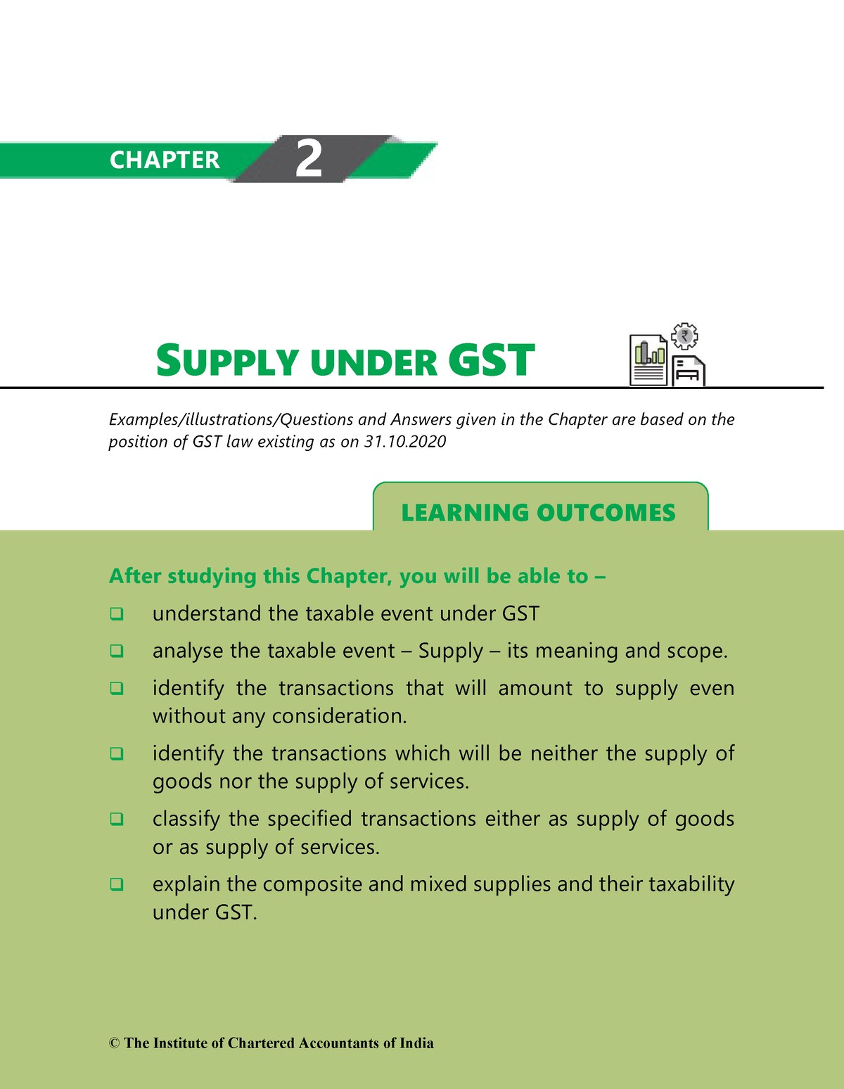 Supply Under GST - Gst - 1. 1 LEARNING OUTCOMES SUPPLY UNDER GST ...