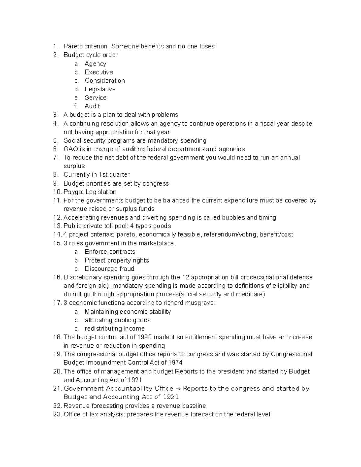 V186 review - Lecture notes for most of the semester - Pareto criterion ...