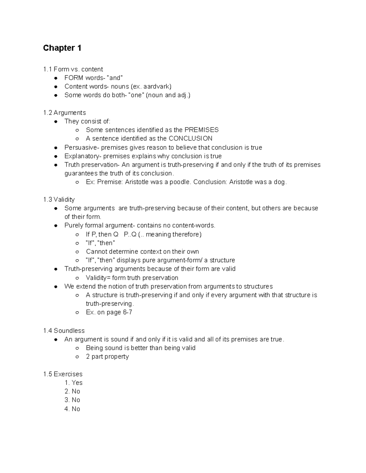 Logic Notes - Chapter 1 1 Form vs. content FORM words- “and” Content ...