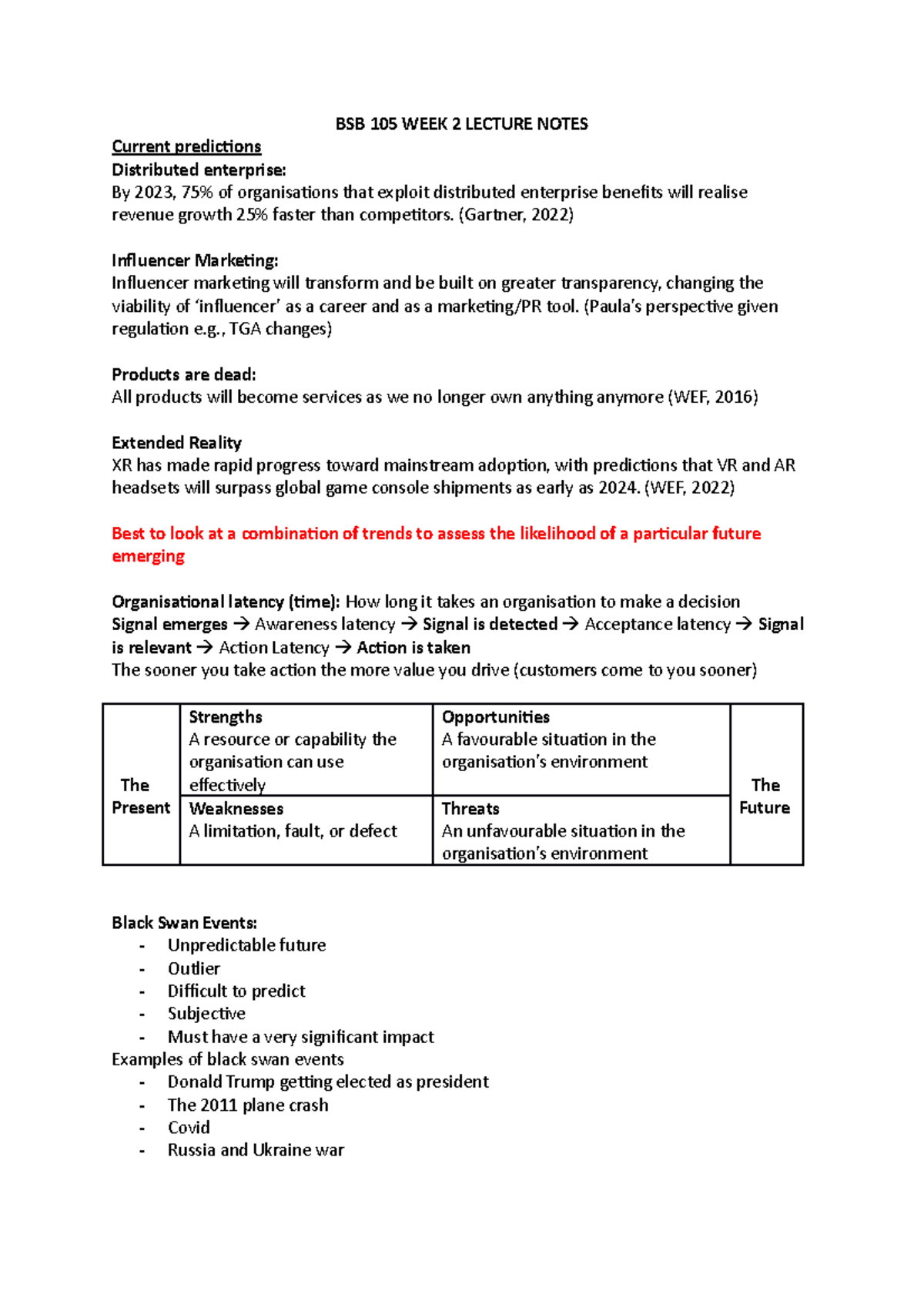 BSB 105 WEEK 2 Lecture Notes - BSB 105 WEEK 2 LECTURE NOTES Current ...