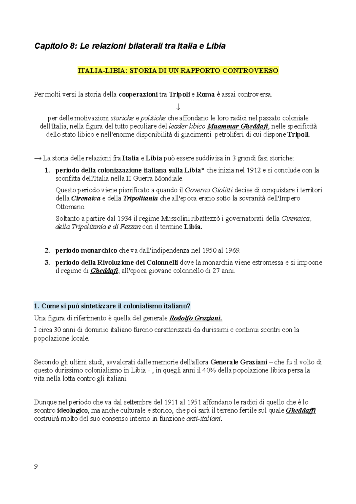 Capitolo 8 Relazioni Bilaterali Tra Italia E Libia - Capitolo 8: Le ...