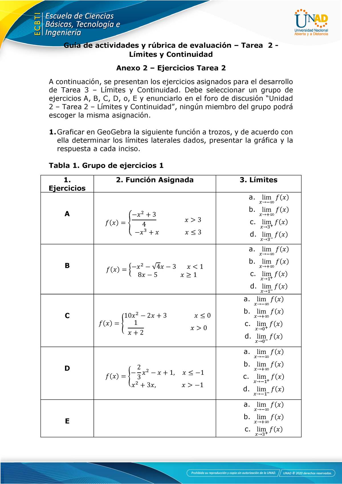 Anexo 2 - Ejercicios Tarea 2 - Cálculo Diferencial - UNAD - Studocu