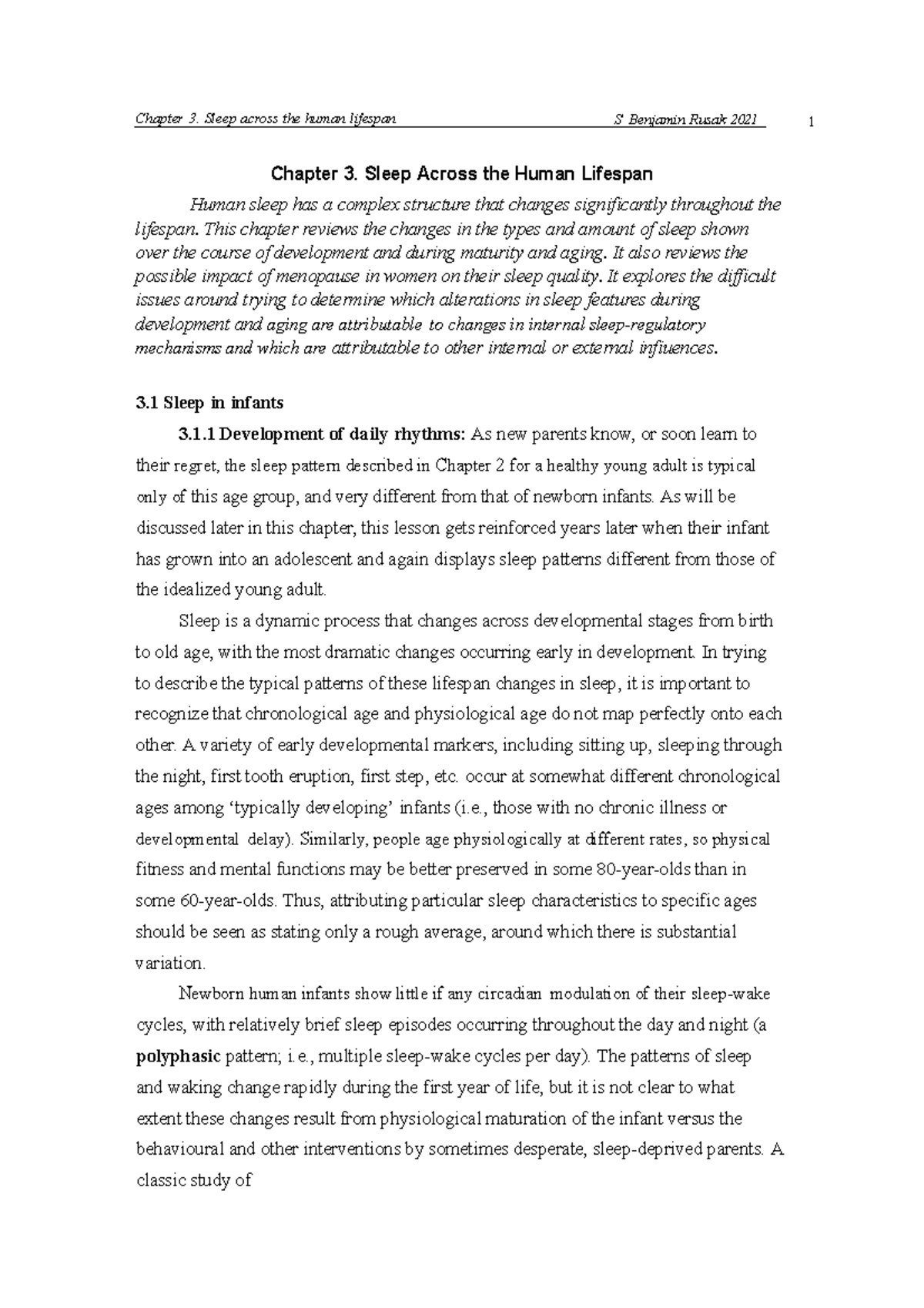 Chapter 3 Sleep Across the Human Lifespan - Chapter 3. Sleep across the ...