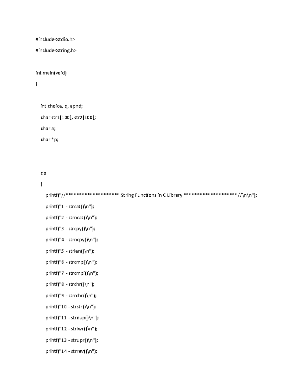 Assignment String Functions - #include #include int main(void) { int ...