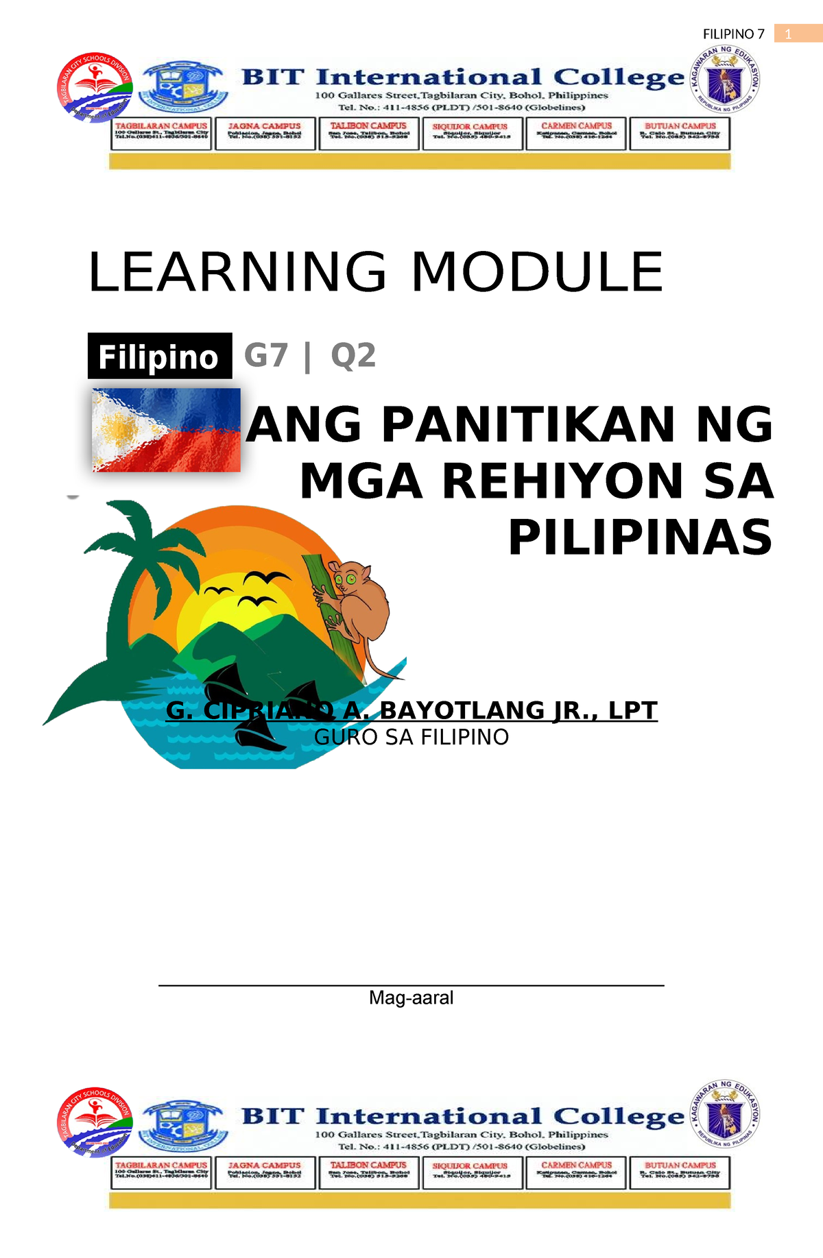 FIL Modyul 7- 2nd Quarter - LEARNING MODULE Filipino G7 | Q ANG ...